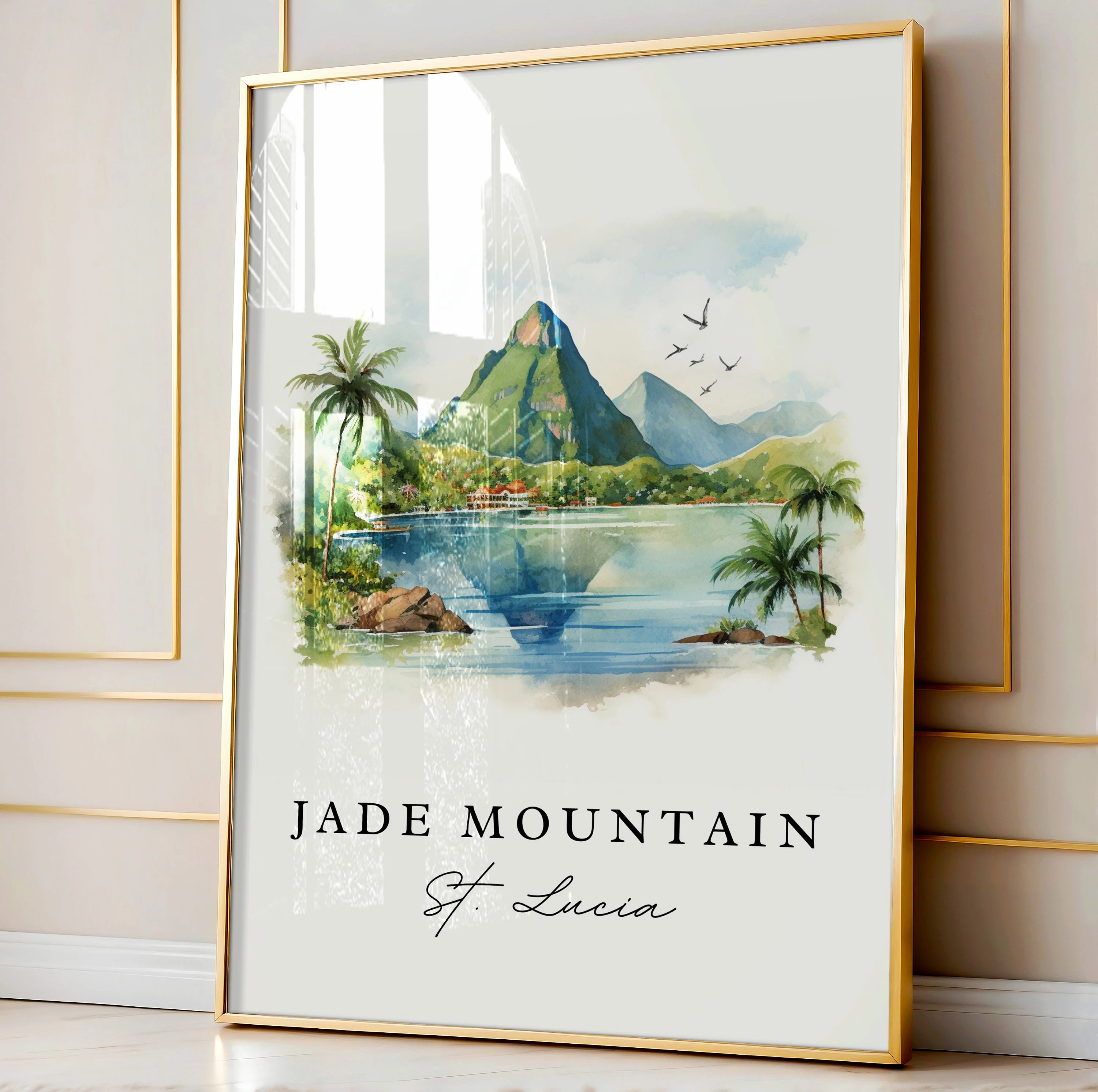Jade Mountain, St Lucia – Watercolor Art Print - Image 4