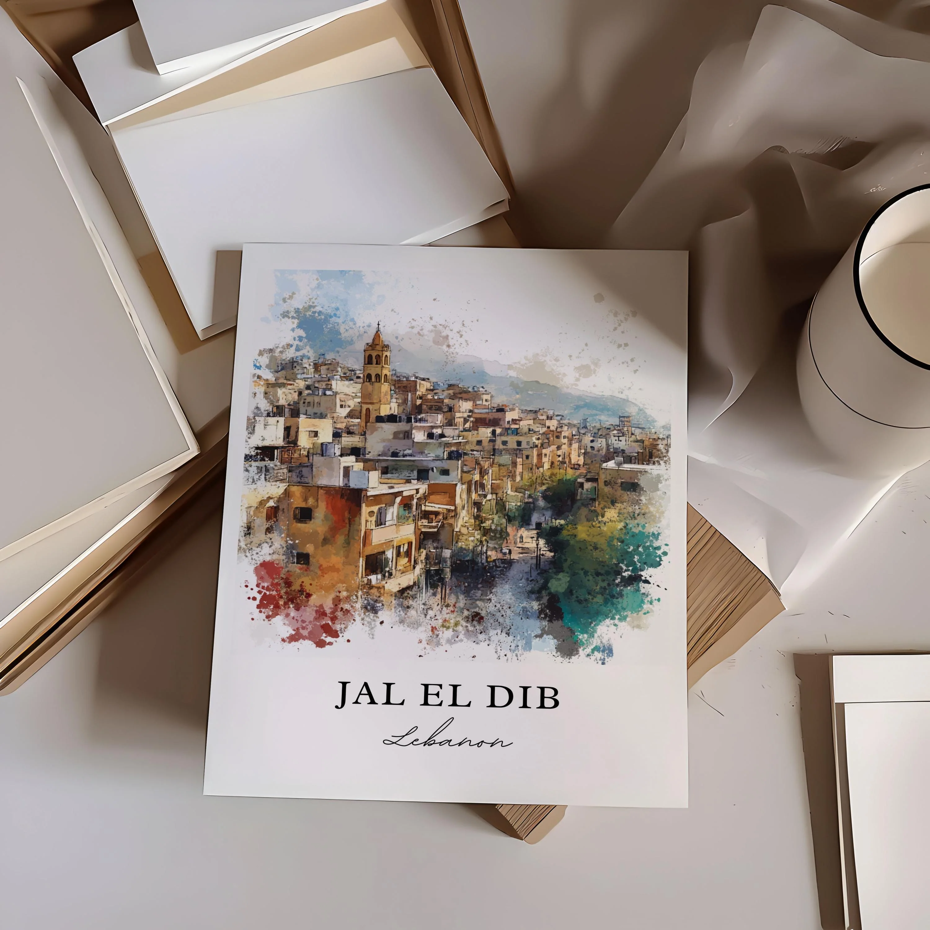 Jal El Dib, Lebanon – Watercolor Art Print - Image 5