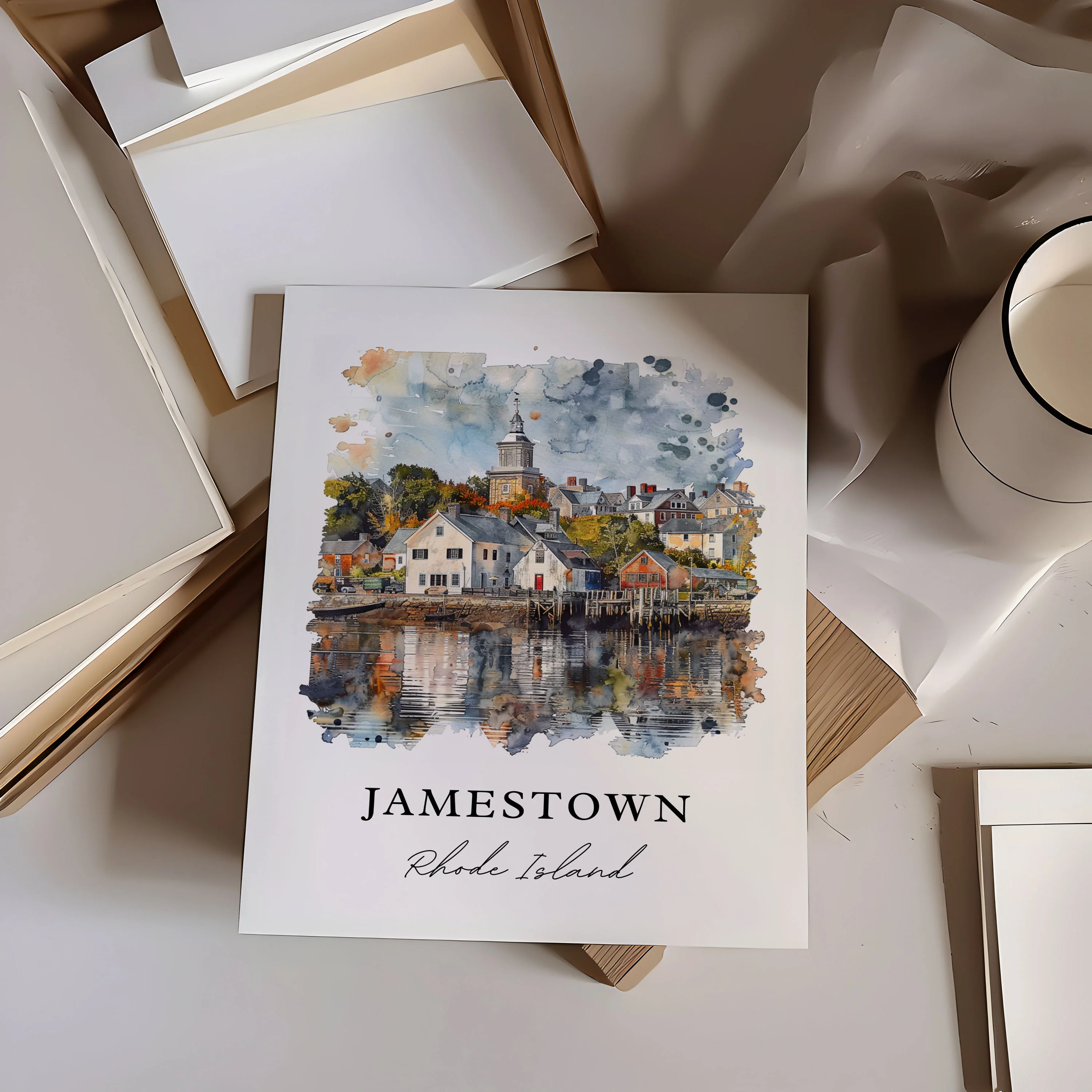 Jamestown, Rhode Island, Rhode Island – Watercolor Art Print - Image 2