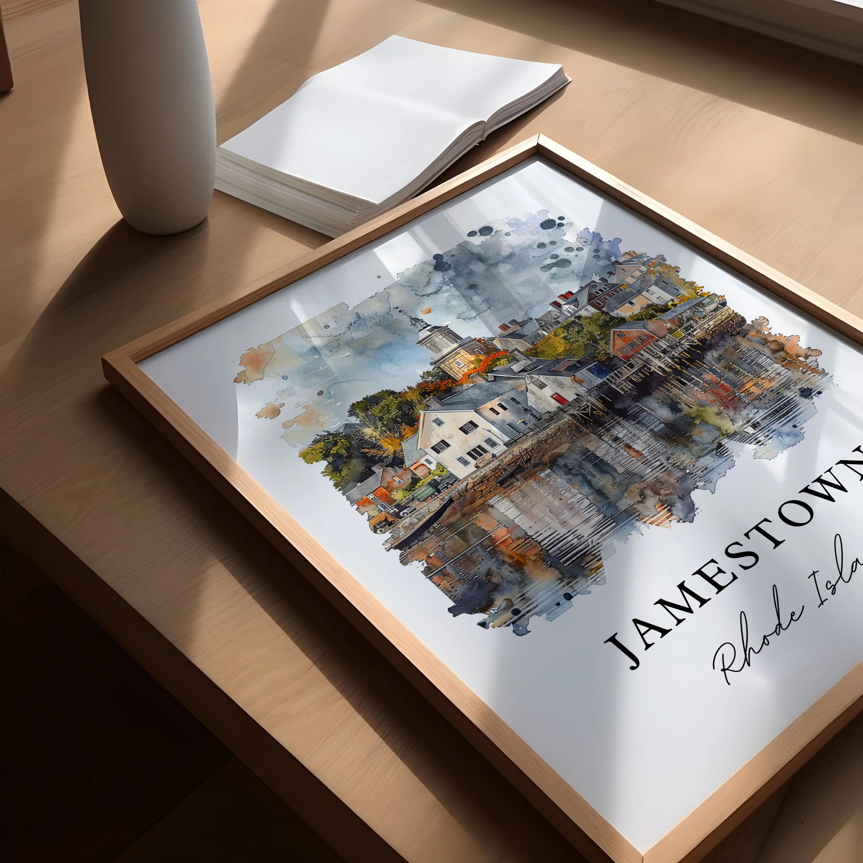 Jamestown, Rhode Island, Rhode Island – Watercolor Art Print - Image 3