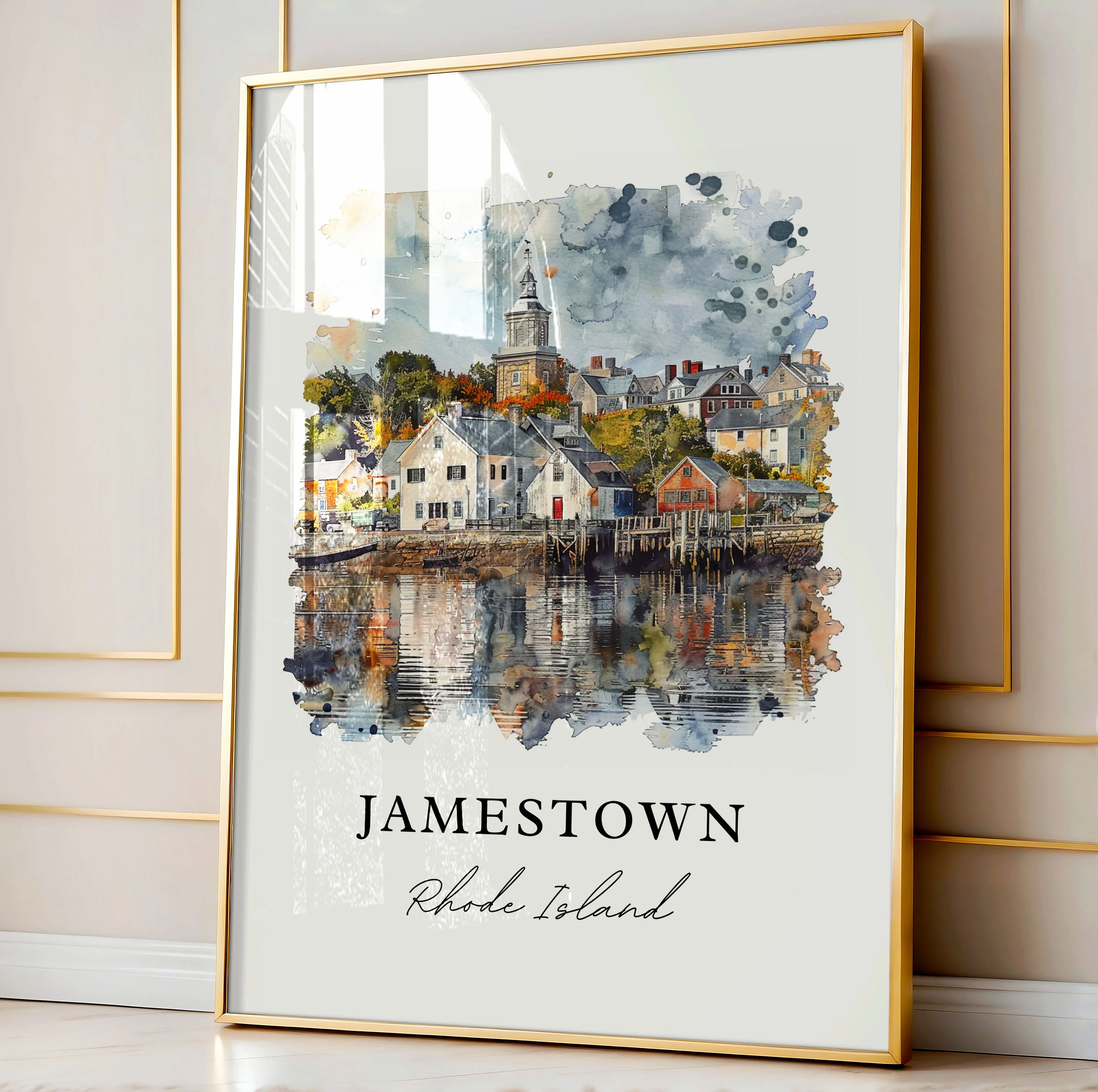 Jamestown, Rhode Island, Rhode Island – Watercolor Art Print - Image 4