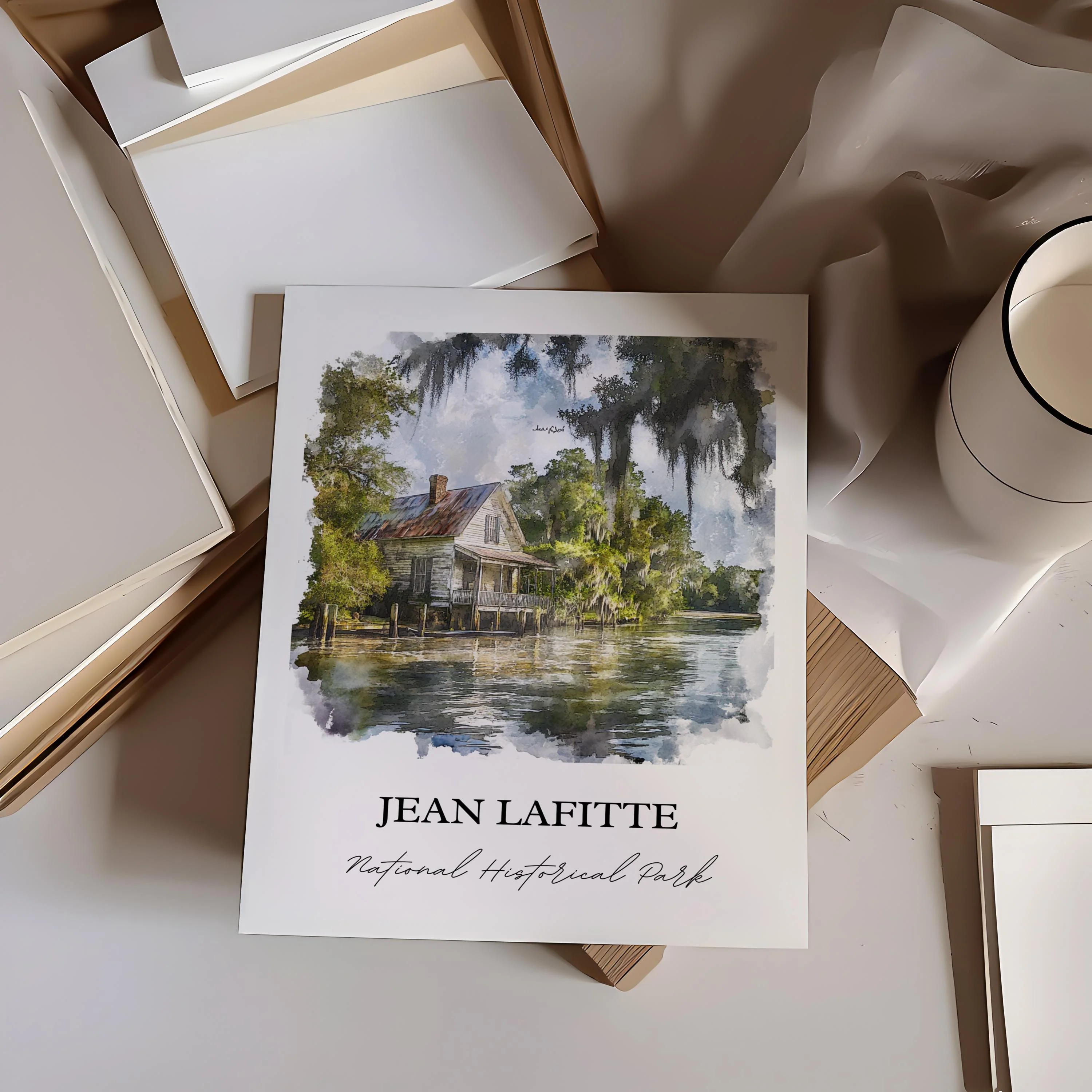 Jean Lafitte National Park, Louisiana – Watercolor Art Print - Image 5