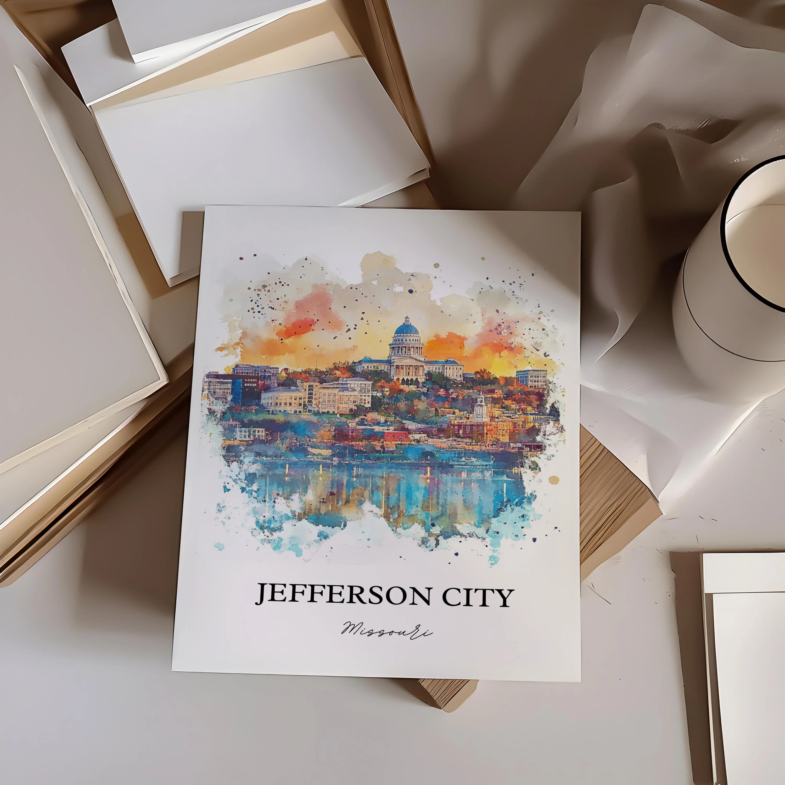 Jefferson City, Missouri, USA – Watercolor Art Print - Image 5