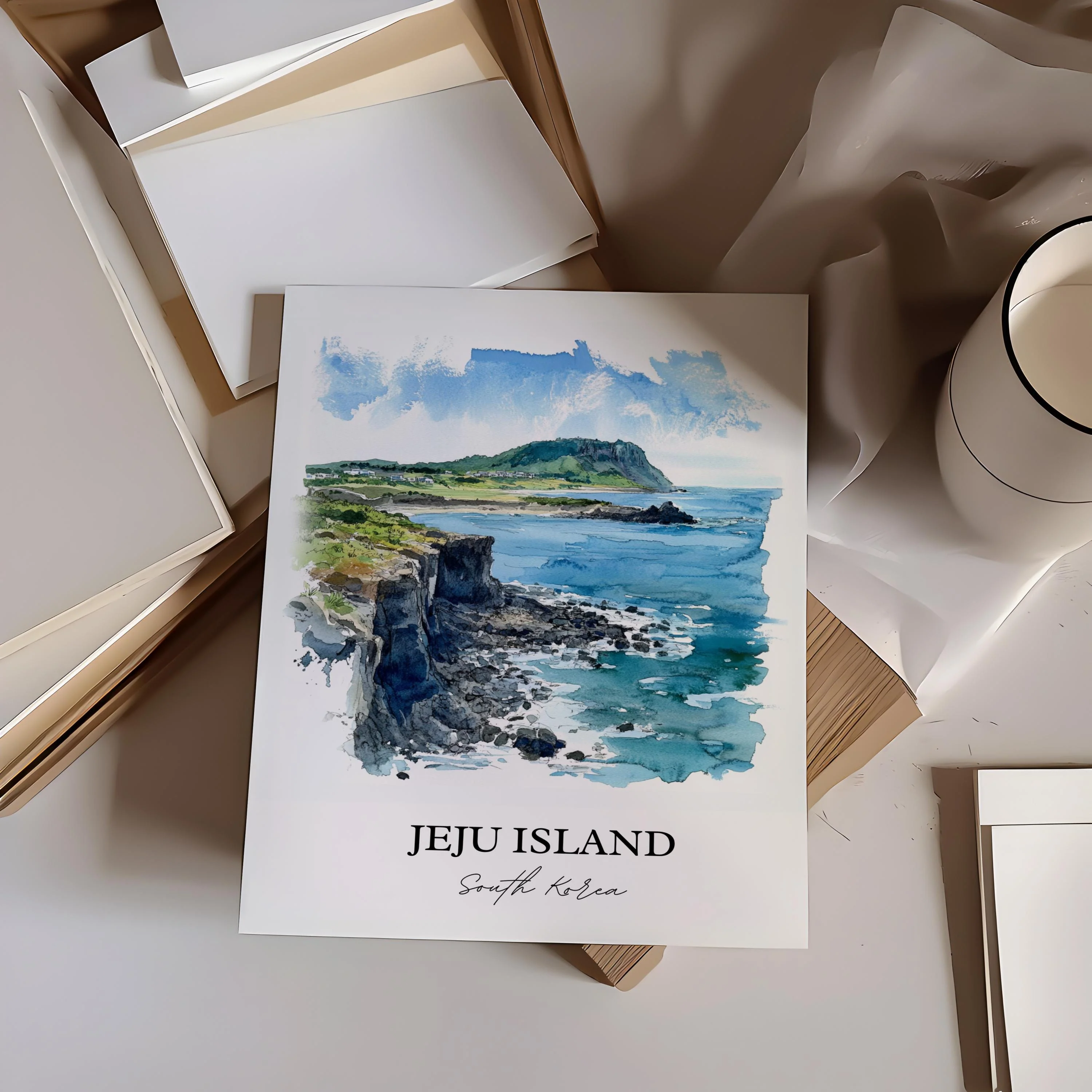 Jeju Island, South Korea – Watercolor Art Print - Image 6