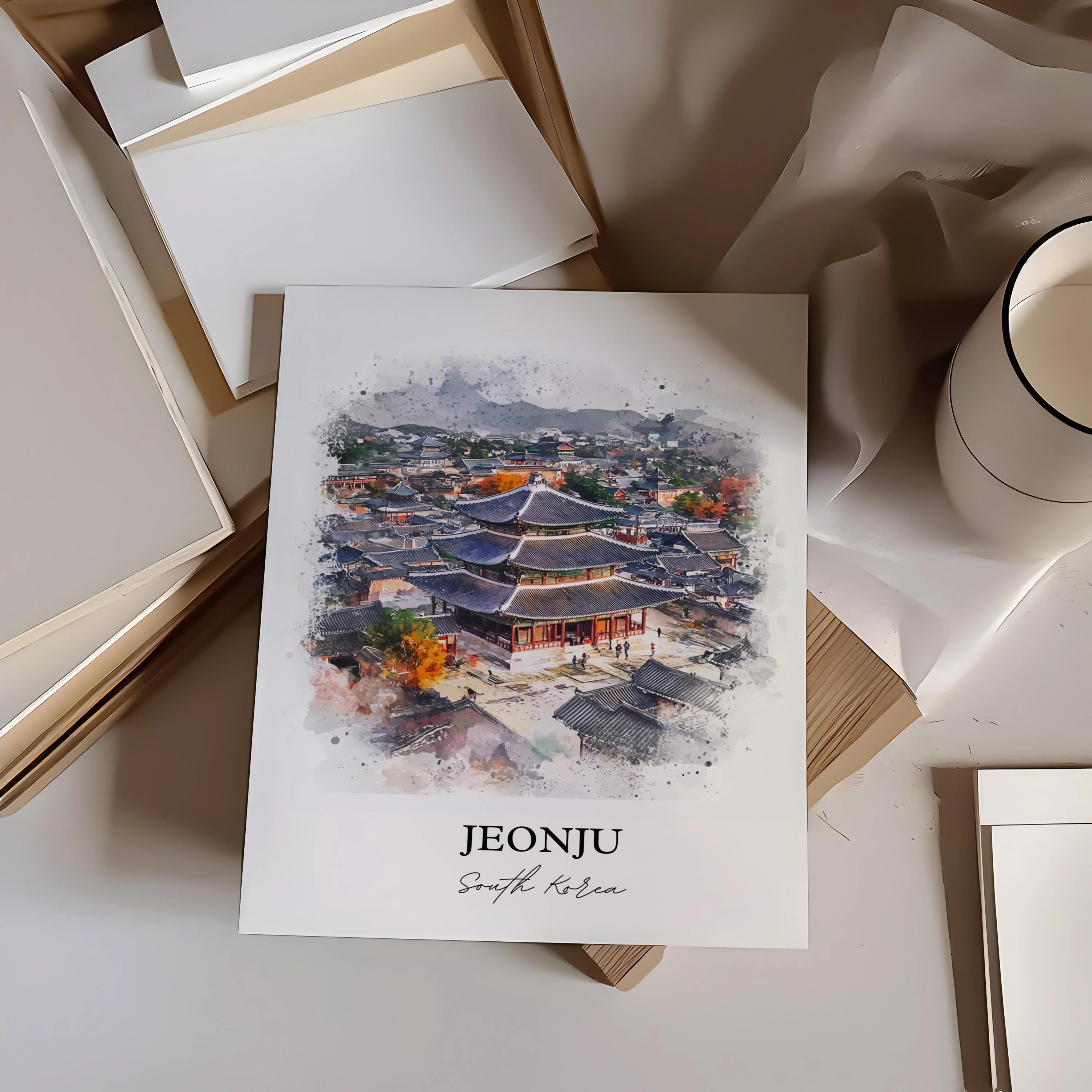 Jeonju-si, South Korea – Watercolor Art Print - Image 6