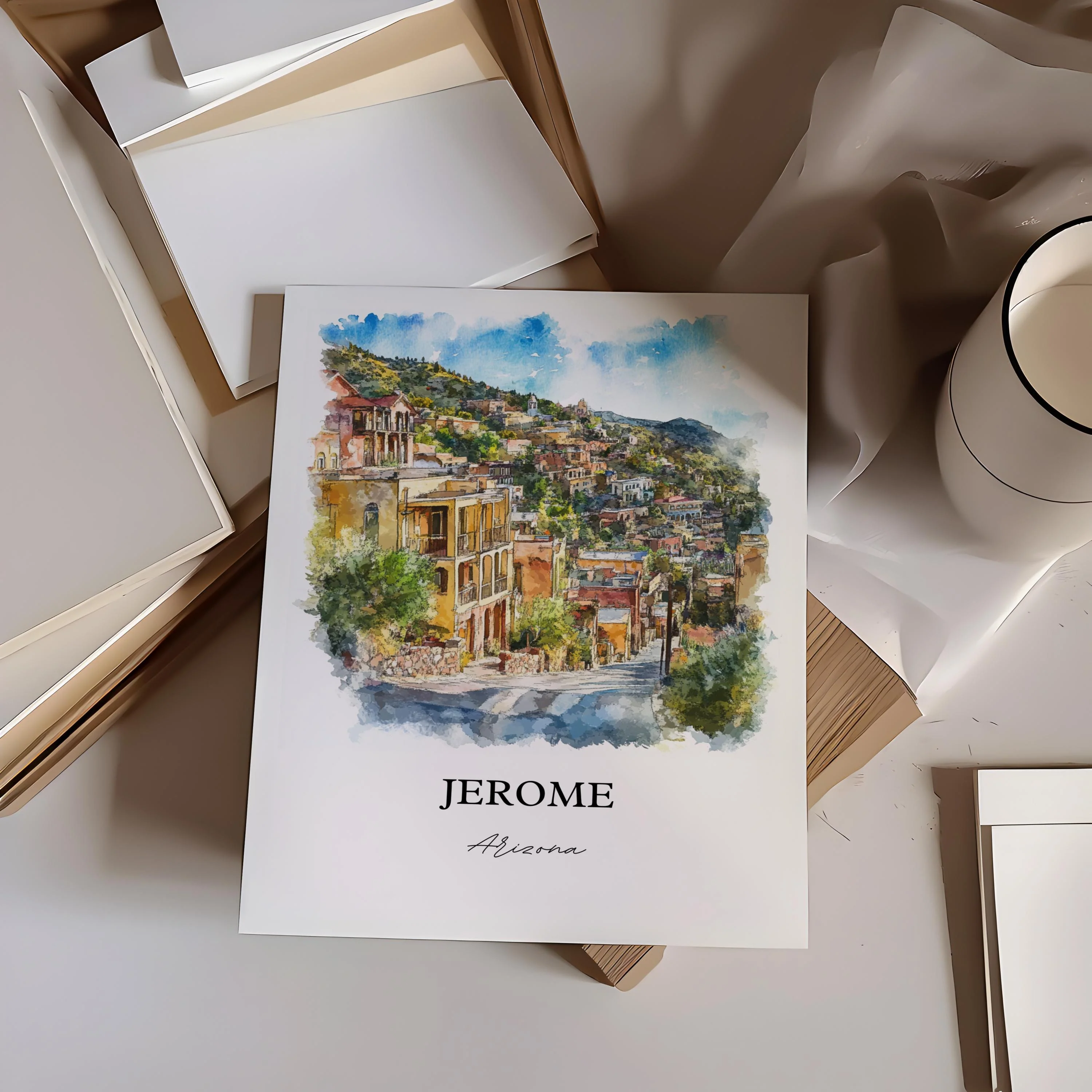 Jerome, Arizona, USA – Watercolor Art Print - Image 5