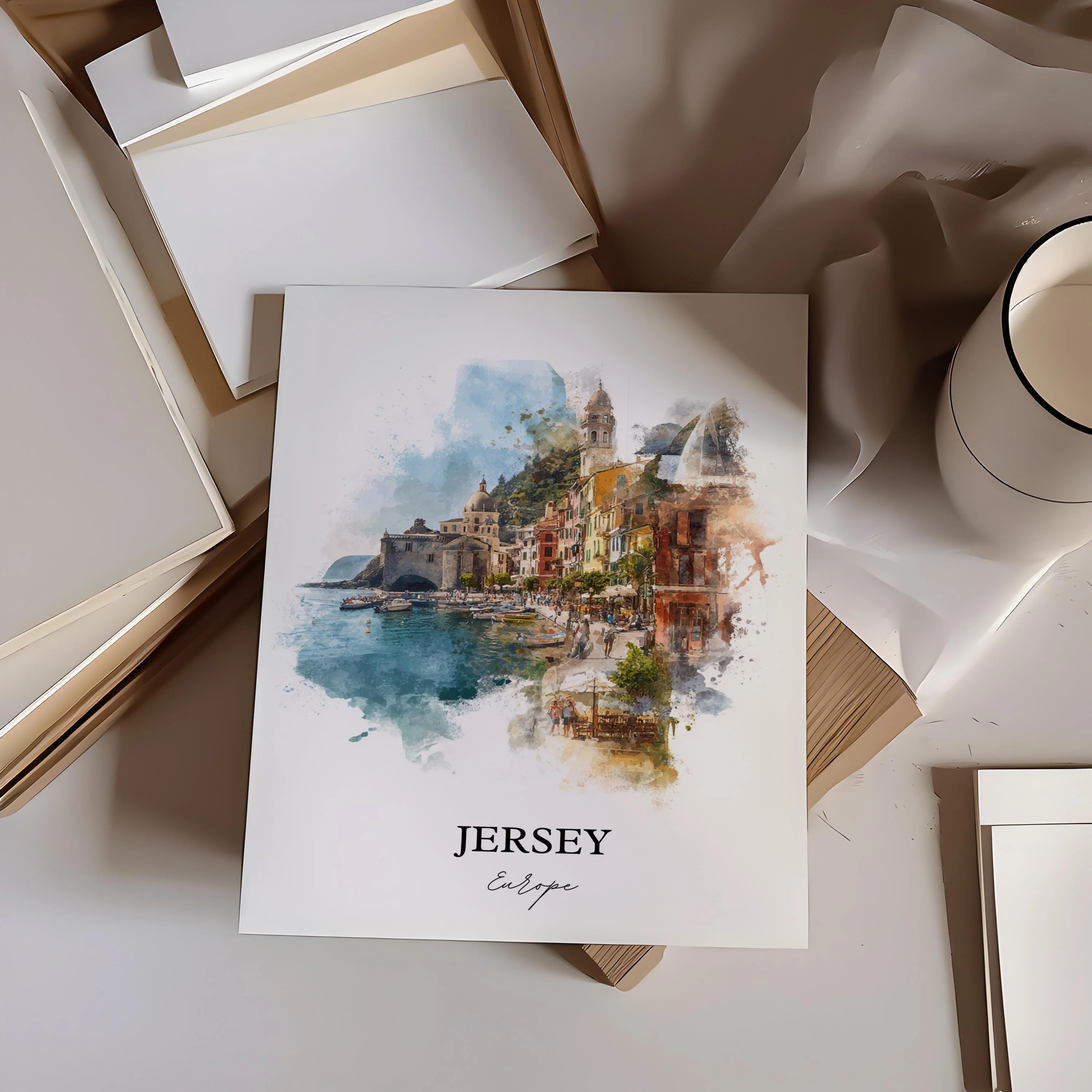 Jersey, Channel Islands – Watercolor Art Print - Image 6