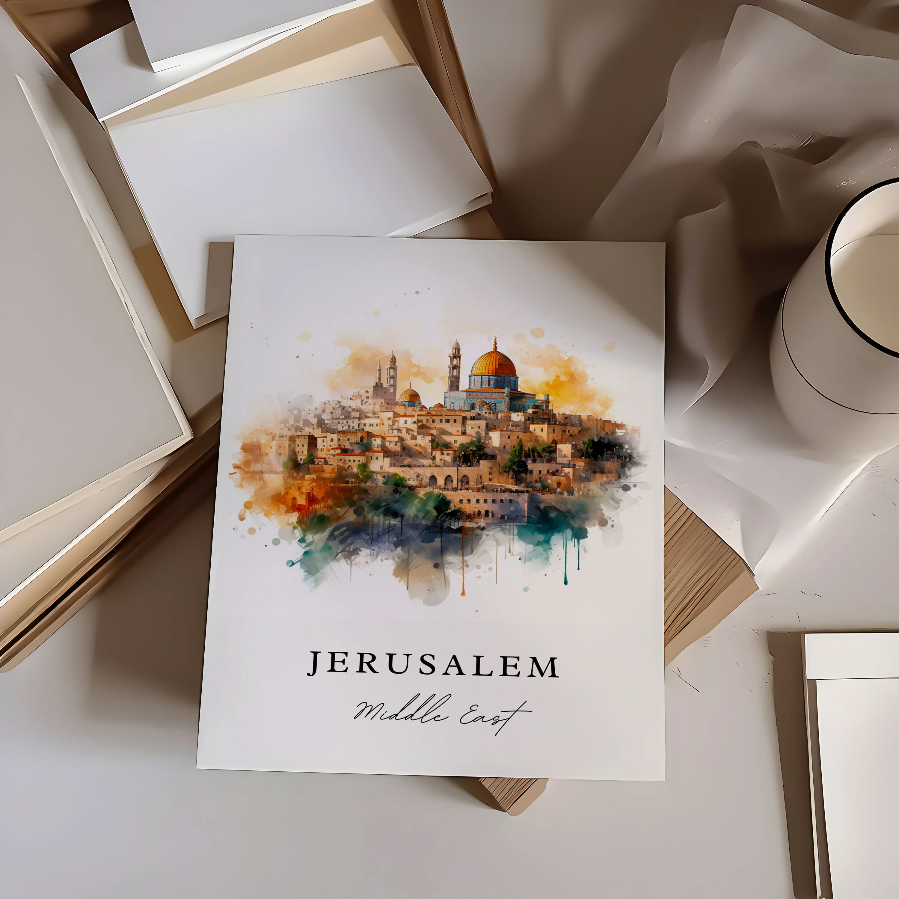 Jerusalem, Israel – Watercolor Art Print - Image 2