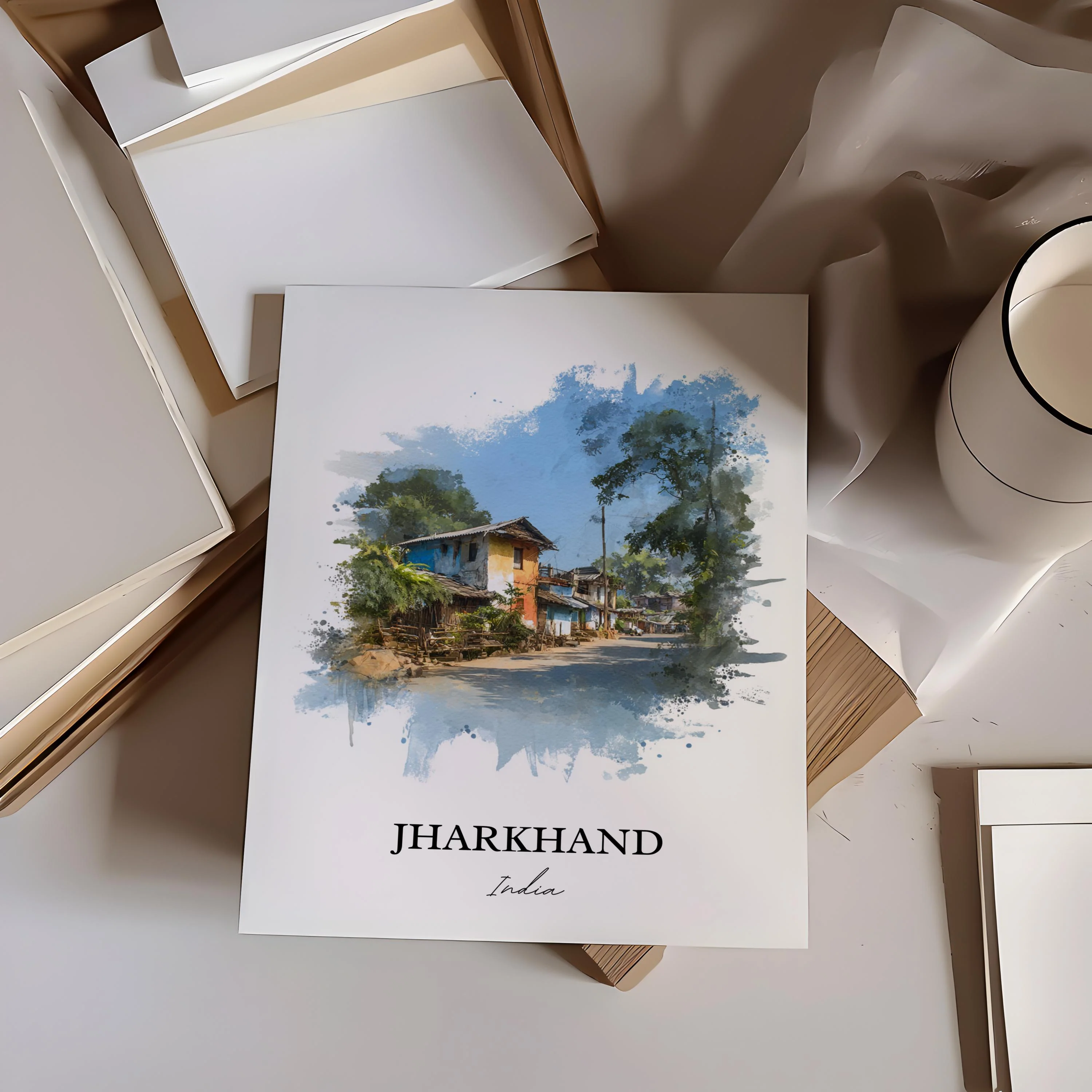 Jharkhand, India – Watercolor Art Print - Image 5