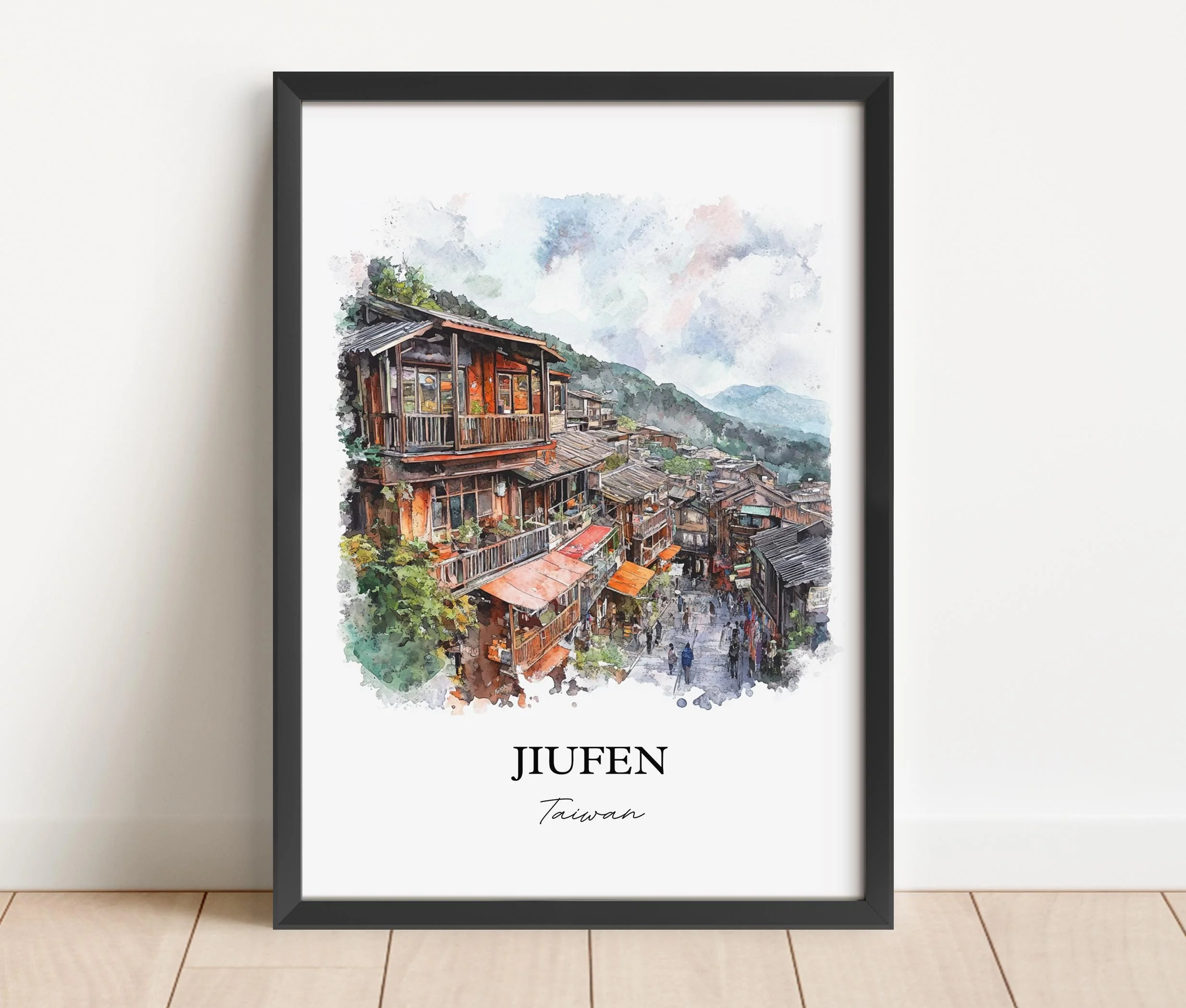 Jiufen, Taiwan – Watercolor Art Print - Image 3