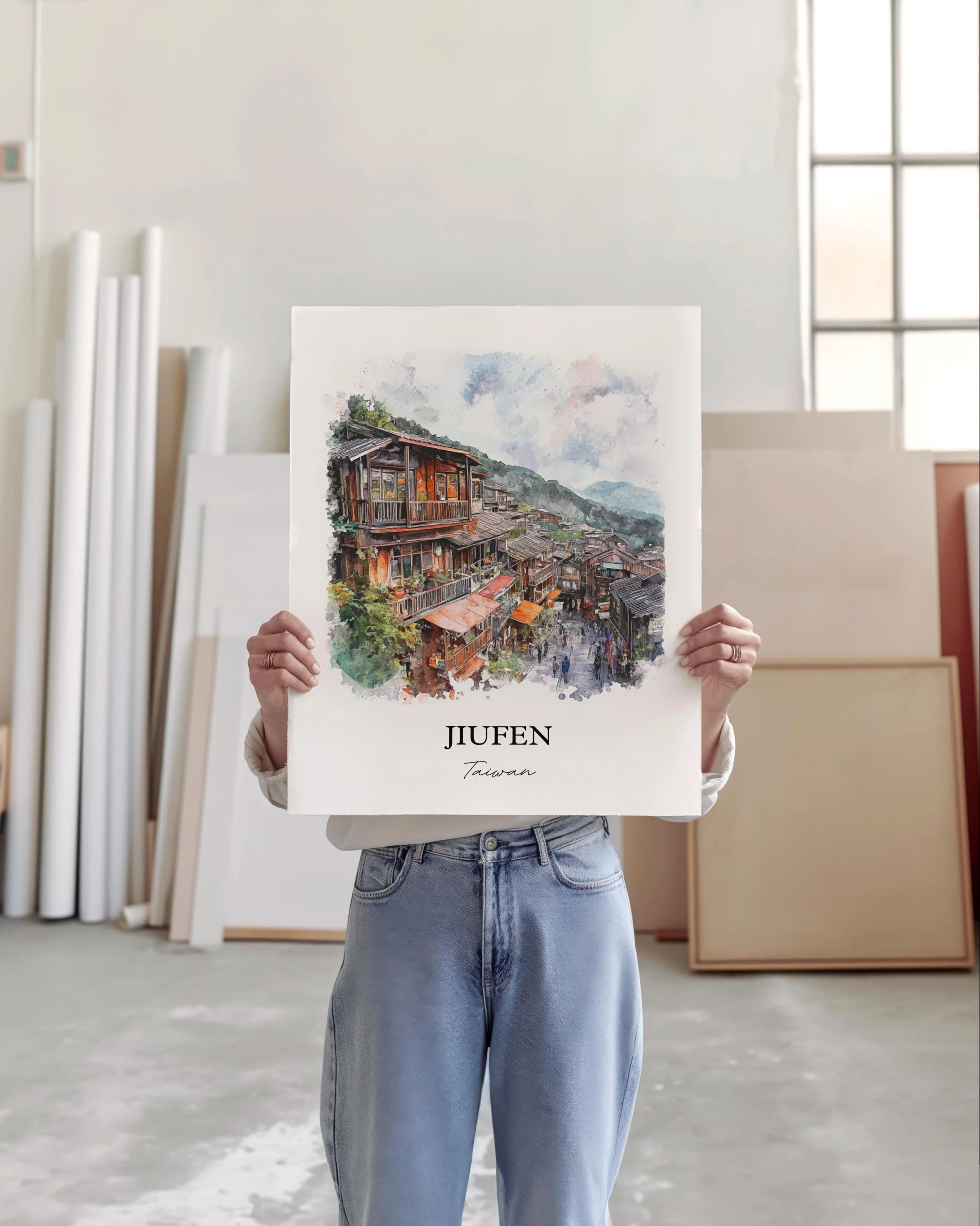 Jiufen, Taiwan – Watercolor Art Print - Image 6