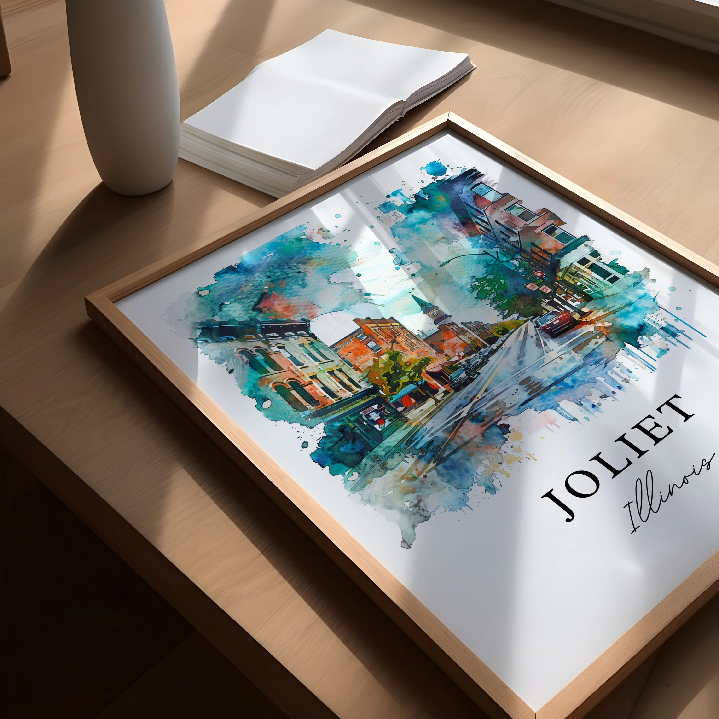 Joliet, Illinois – Watercolor Art Print - Image 2