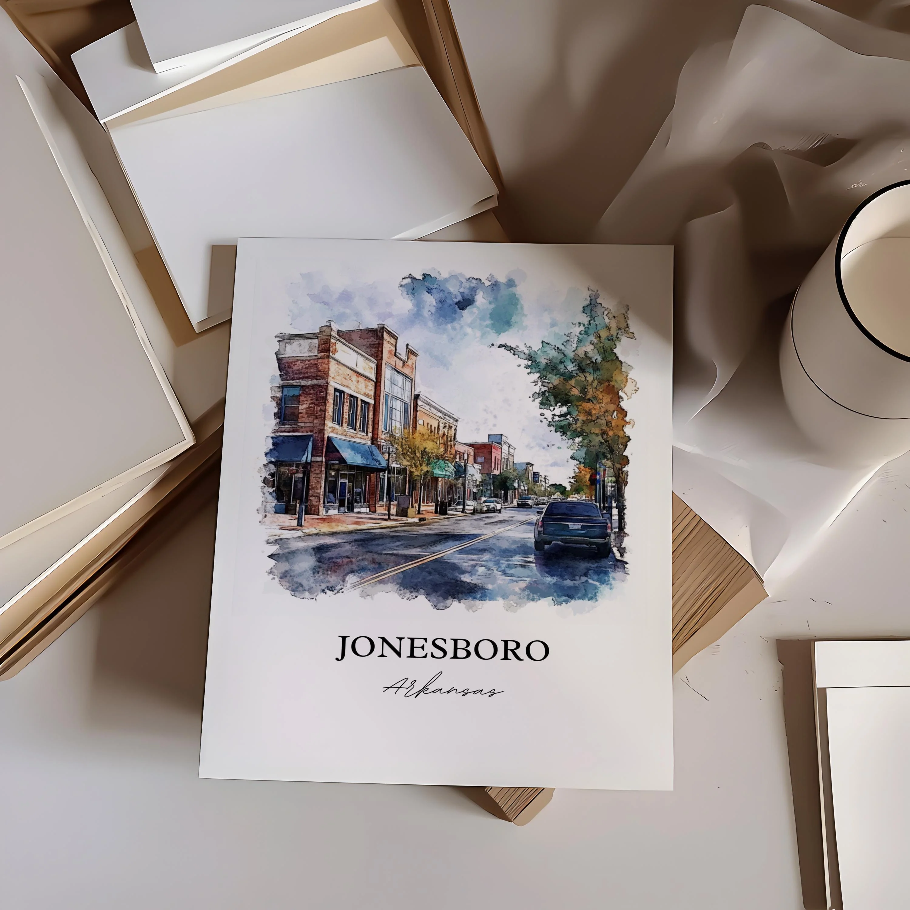 Jonesboro, Arkansas – Watercolor Art Print - Image 5