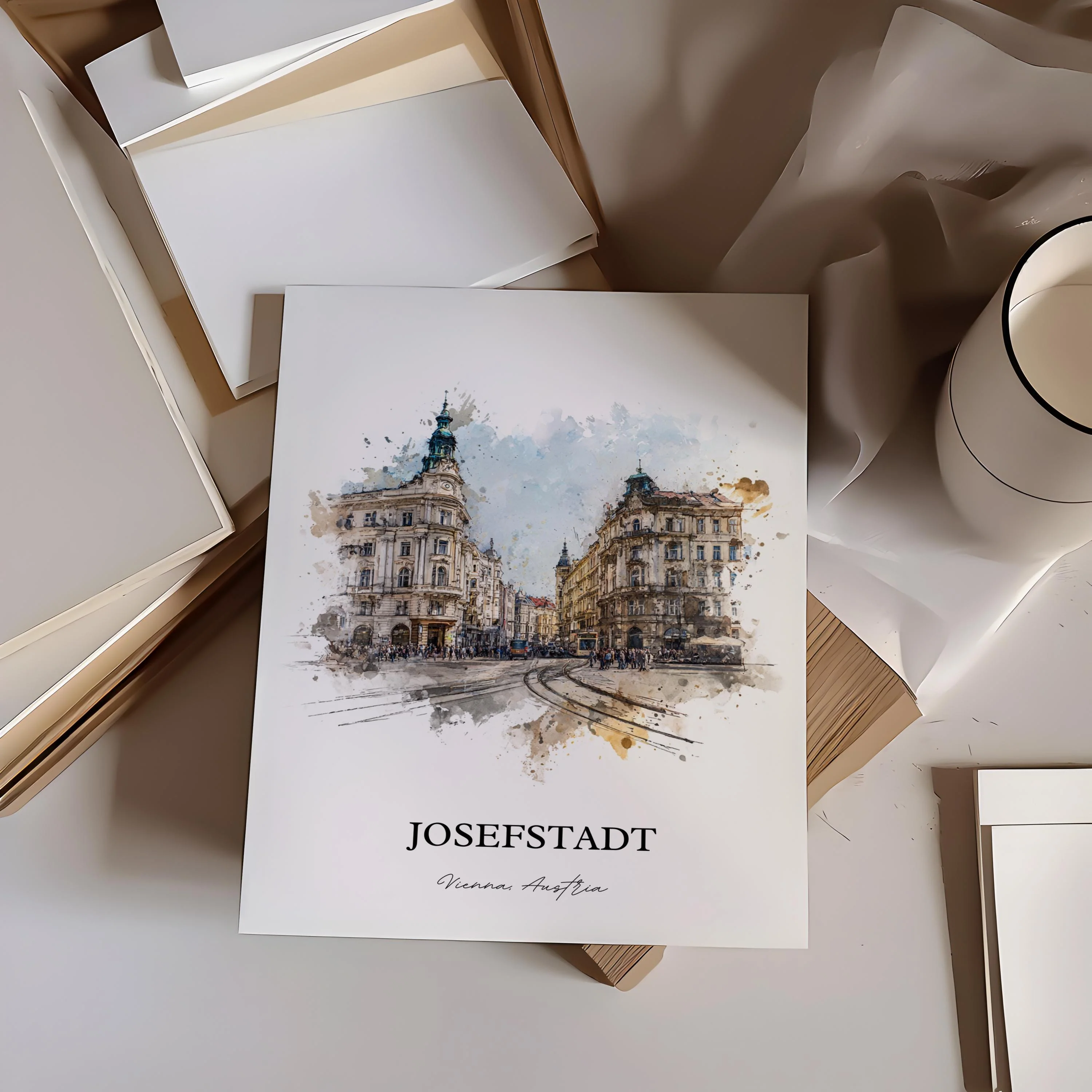Josefstadt, Austria – Watercolor Art Print - Image 3