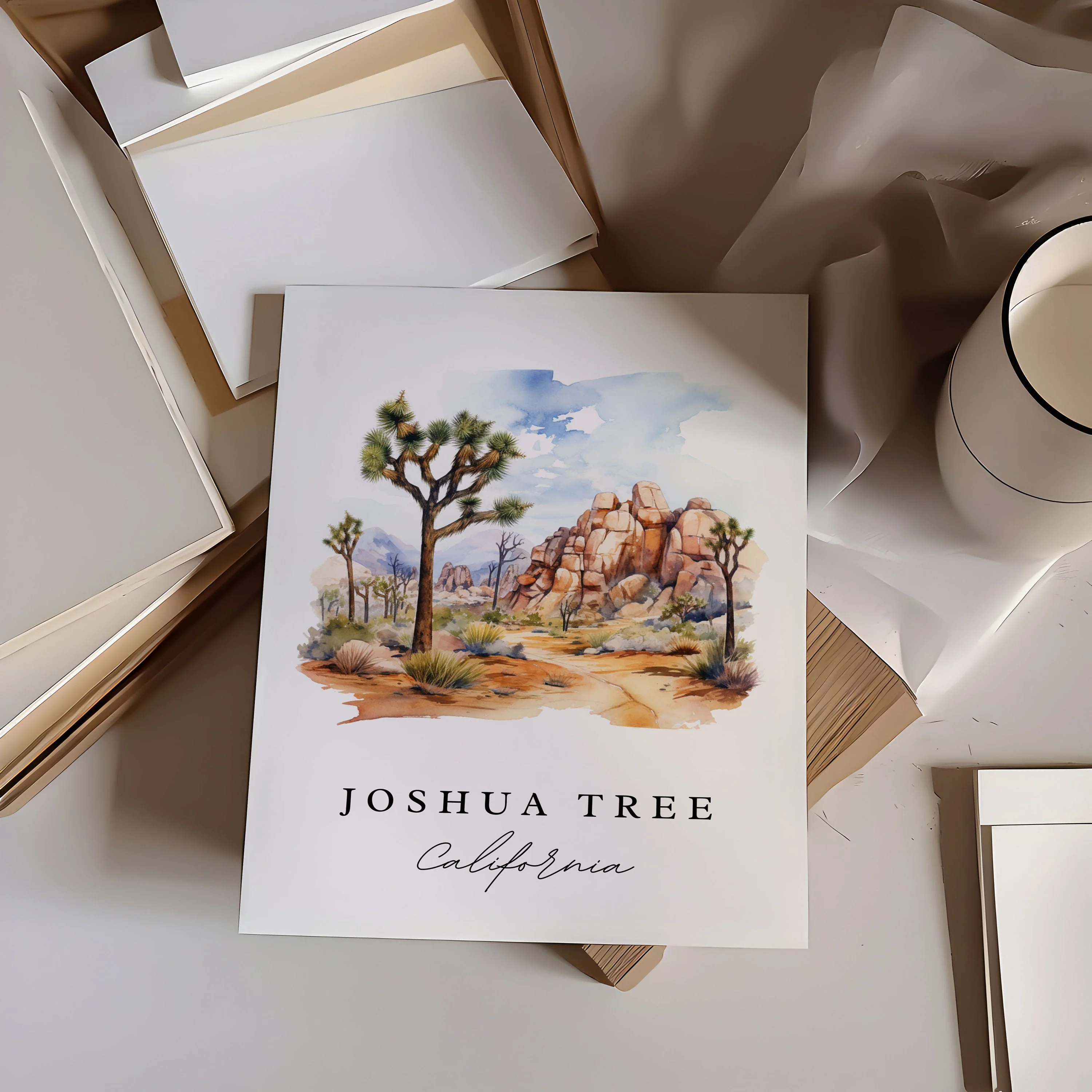 Joshua Tree, California – Watercolor Art Print - Image 2