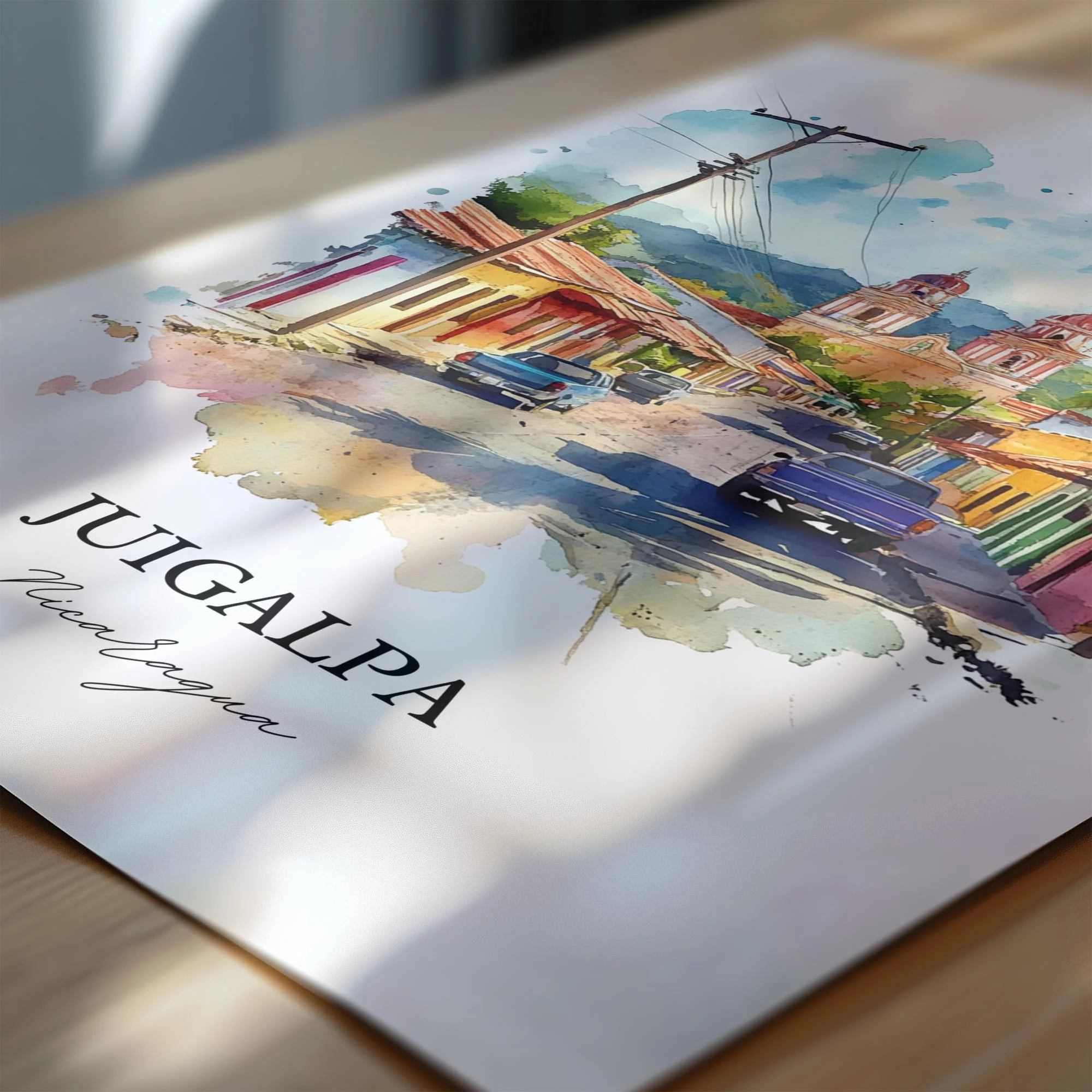 Juigalpa, Nicaragua – Watercolor Art Print - Image 3