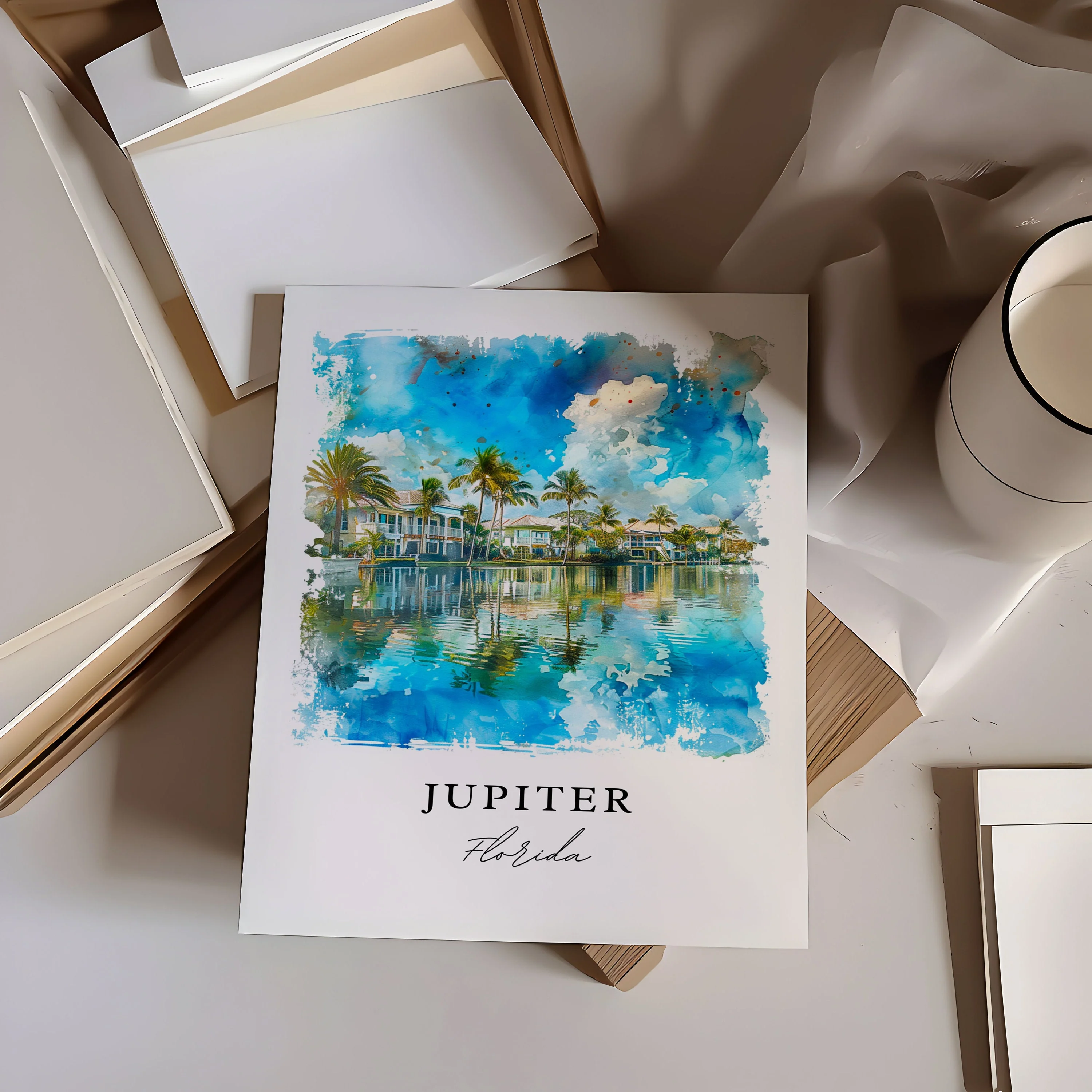 Jupiter, Florida, Florida – Watercolor Art Print - Image 2