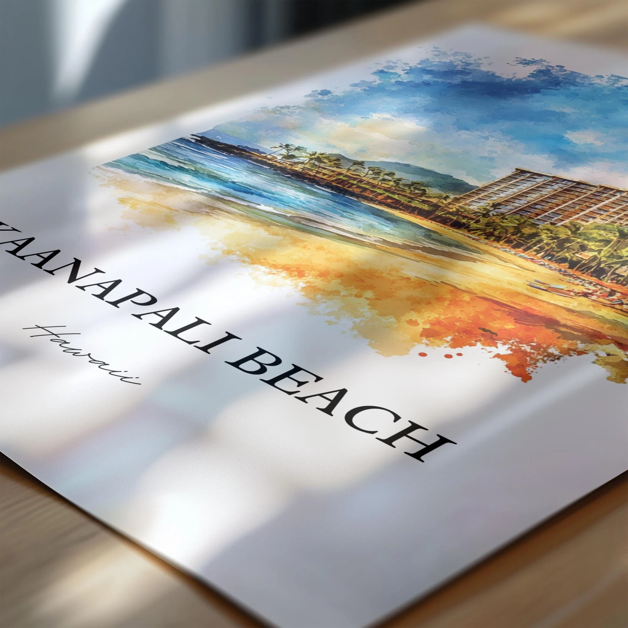 Kaanapali Beach, Hawaii – Watercolor Art Print - Image 2