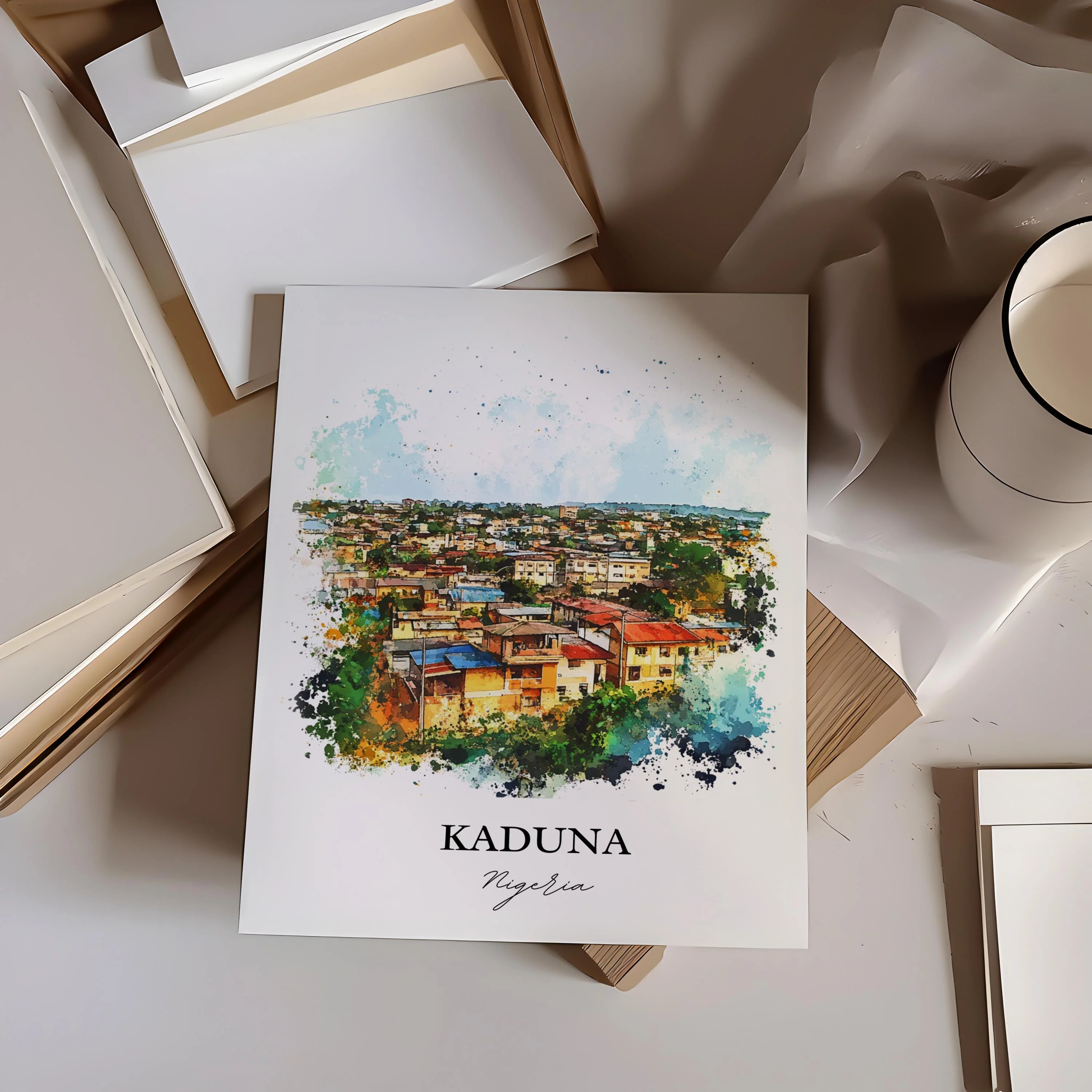 Kaduna, Nigeria – Watercolor Art Print - Image 6