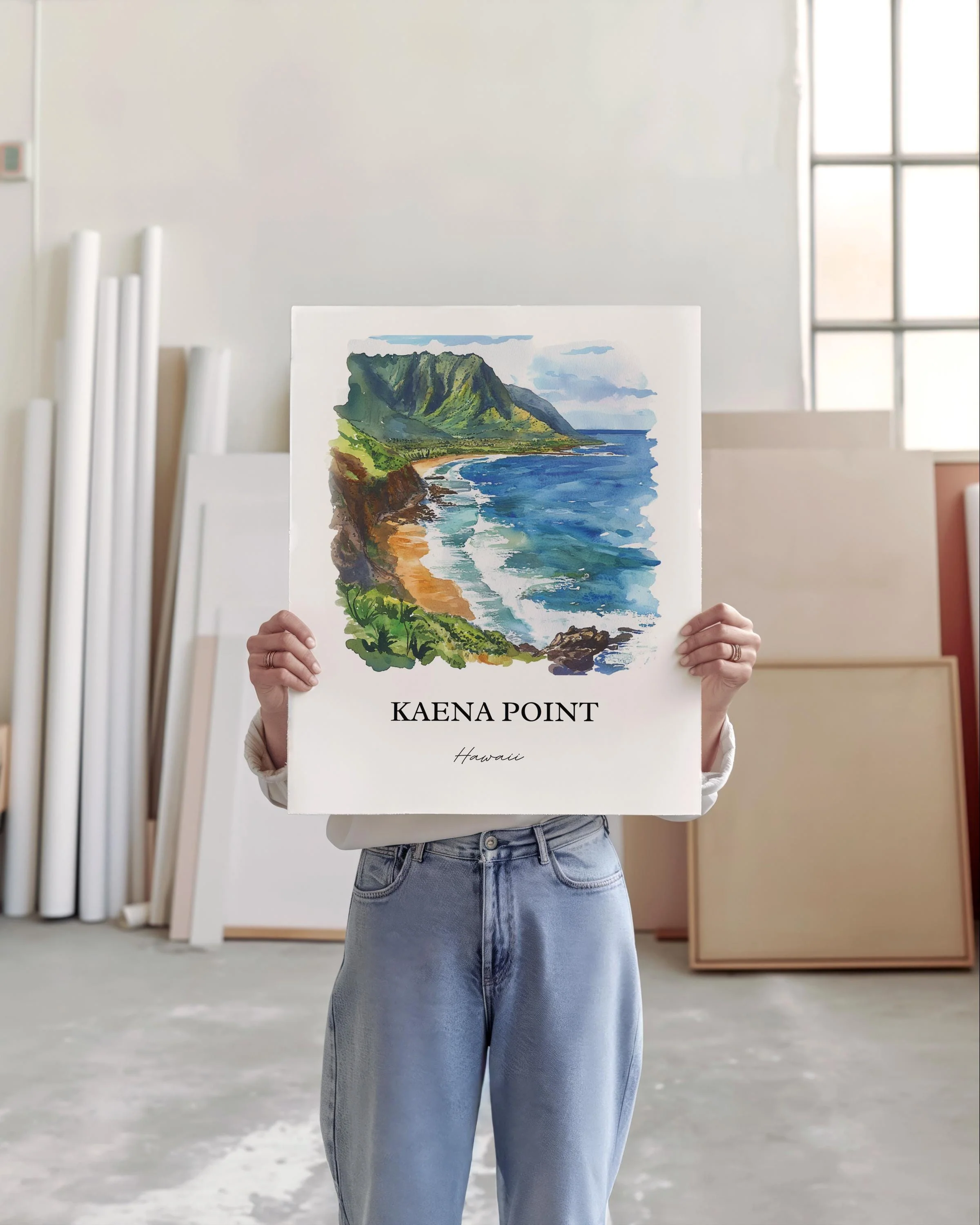 Kaena Point, Hawaii, USA – Watercolor Art Print - Image 3