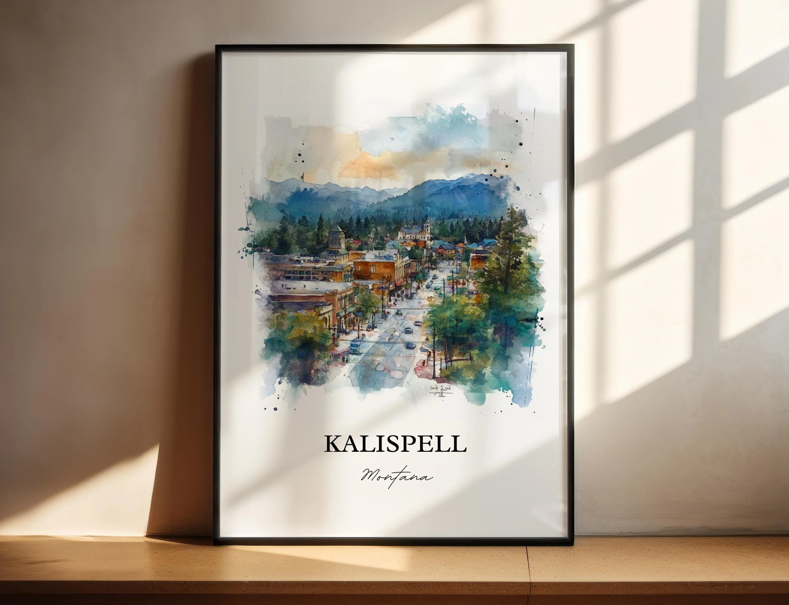 Kalispell, USA – Glacier National Park Watercolor Art Print