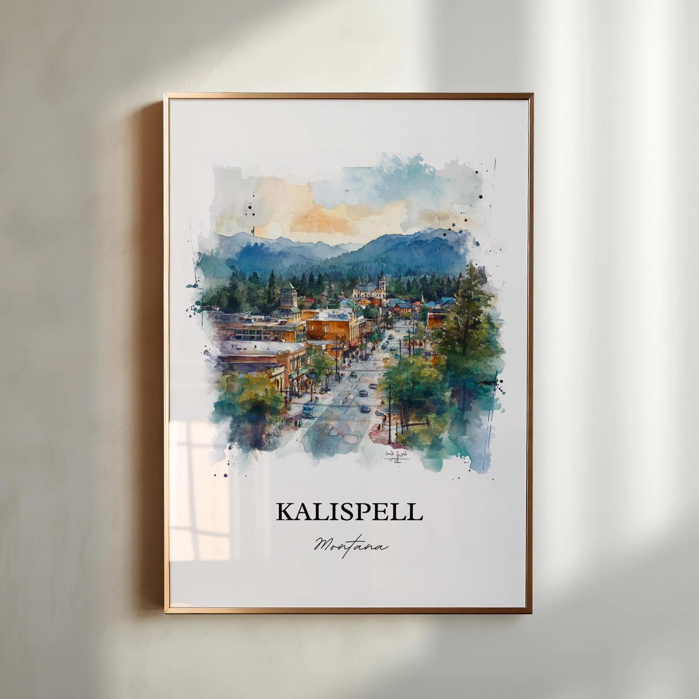 Kalispell, USA – Glacier National Park Watercolor Art Print - Image 4
