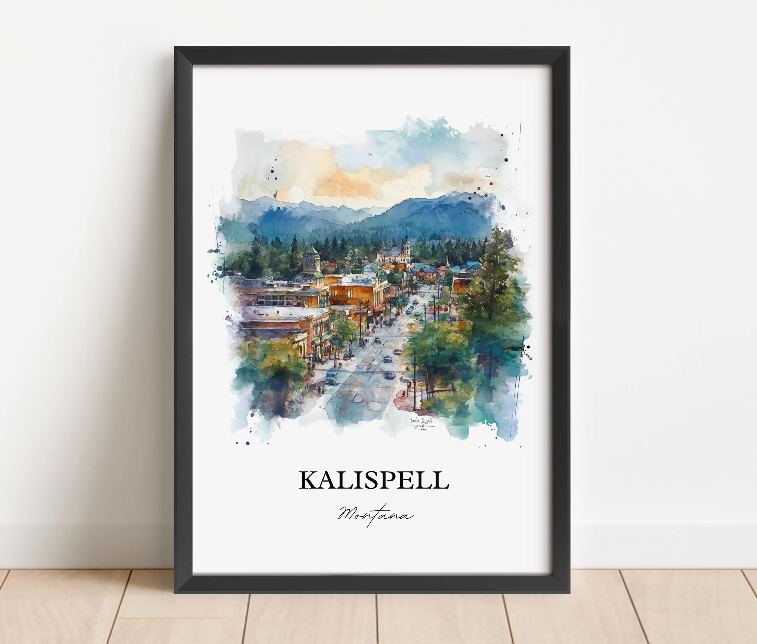 Kalispell, USA – Glacier National Park Watercolor Art Print - Image 6
