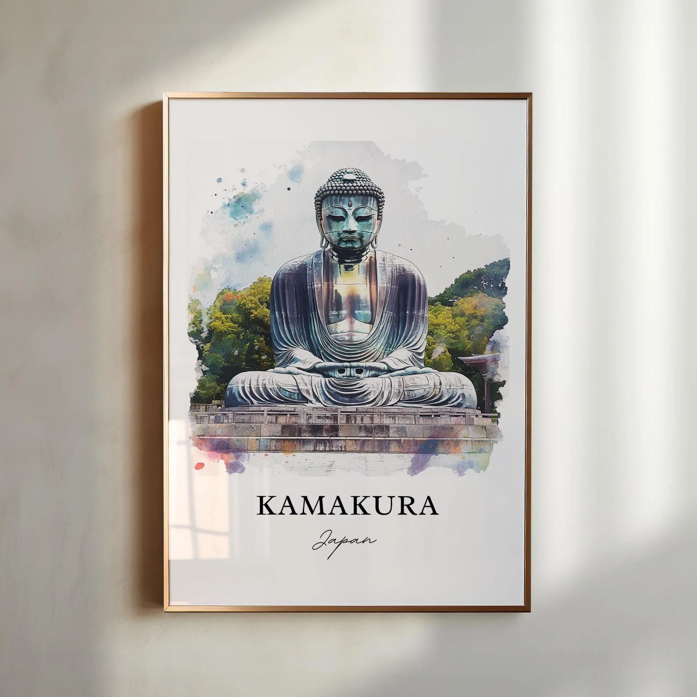 Kamakura, Japan – Giant Buddha Watercolor Art Print