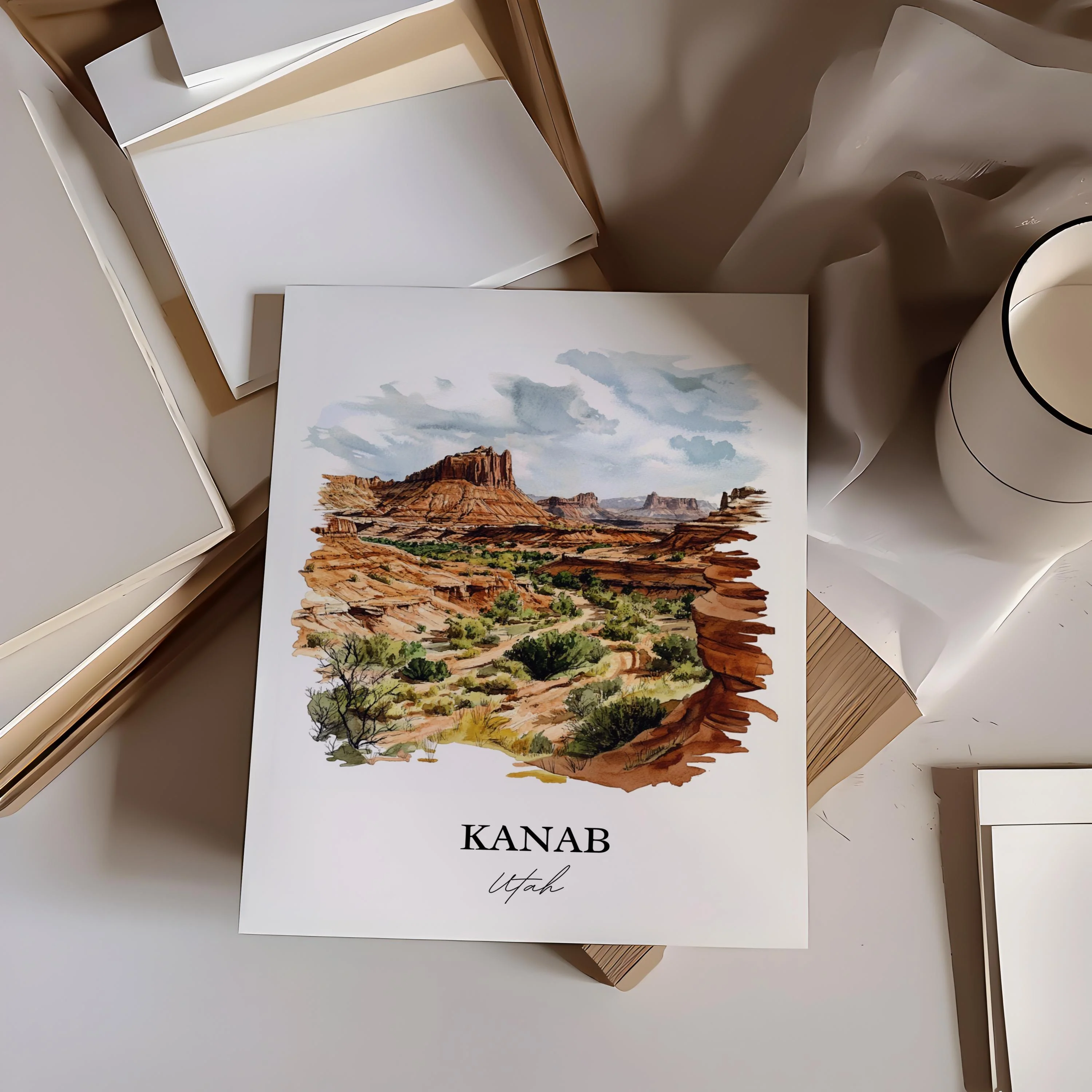 Kanab, Utah, USA – Watercolor Art Print - Image 6