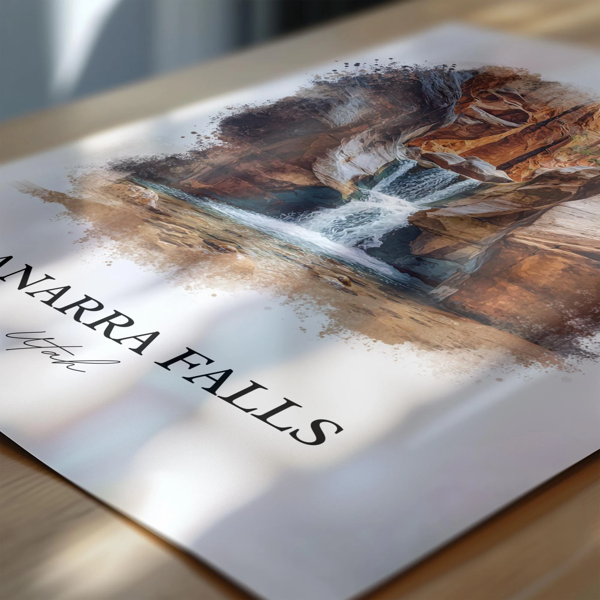 Kanarra Falls, Utah, USA – Watercolor Art Print - Image 2