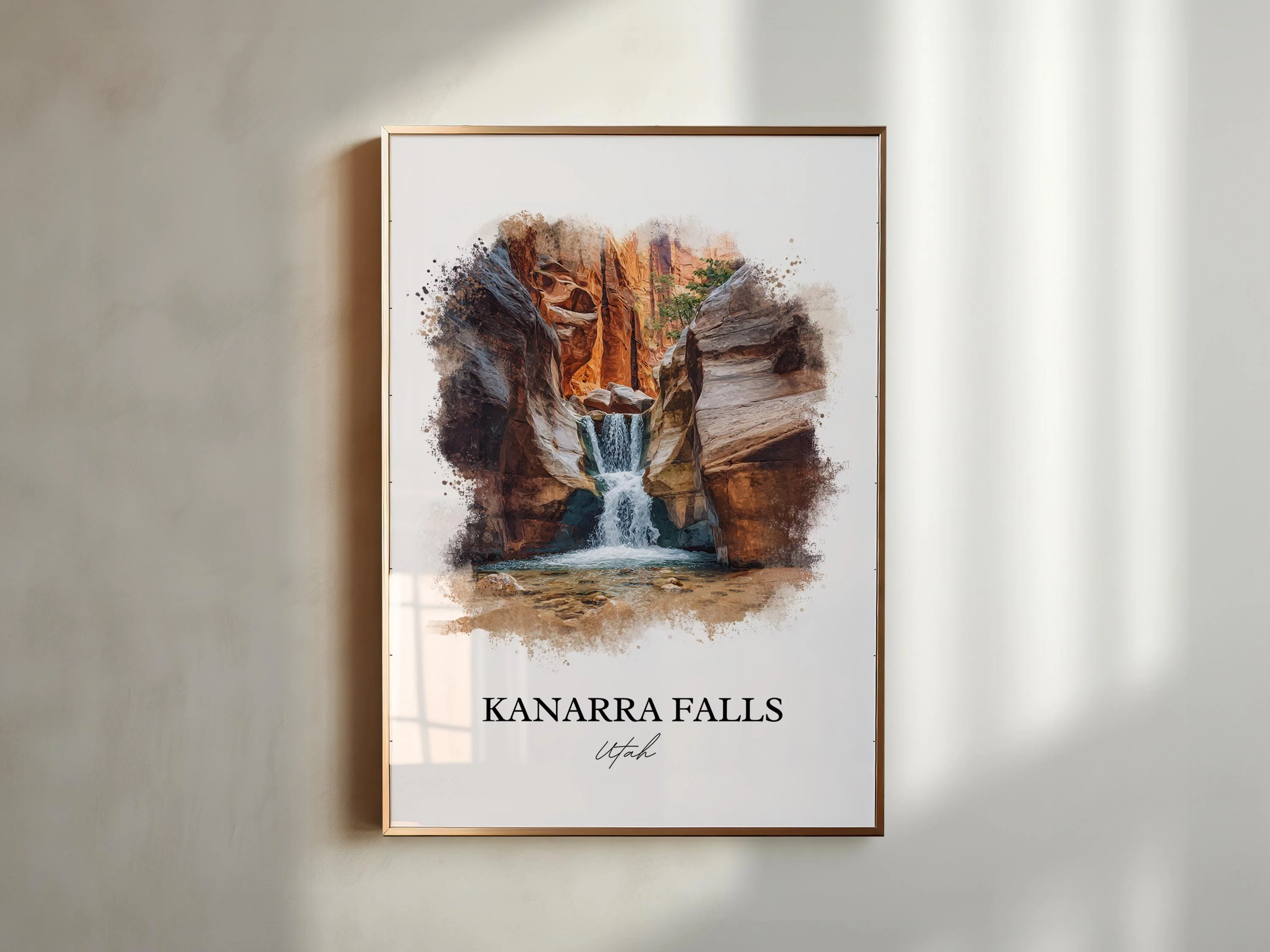 Kanarra Falls, Utah, USA – Watercolor Art Print - Image 3