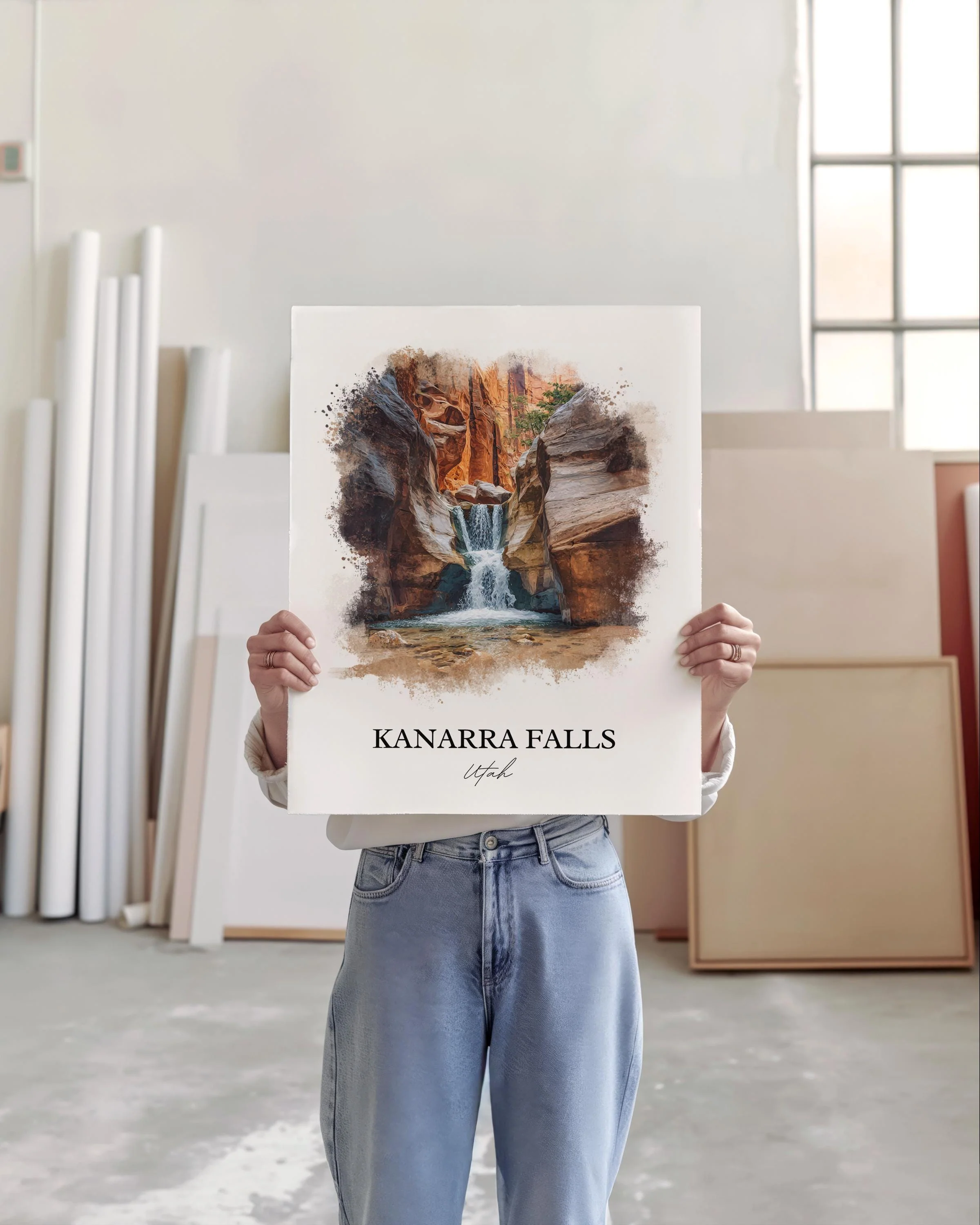 Kanarra Falls, Utah, USA – Watercolor Art Print - Image 5