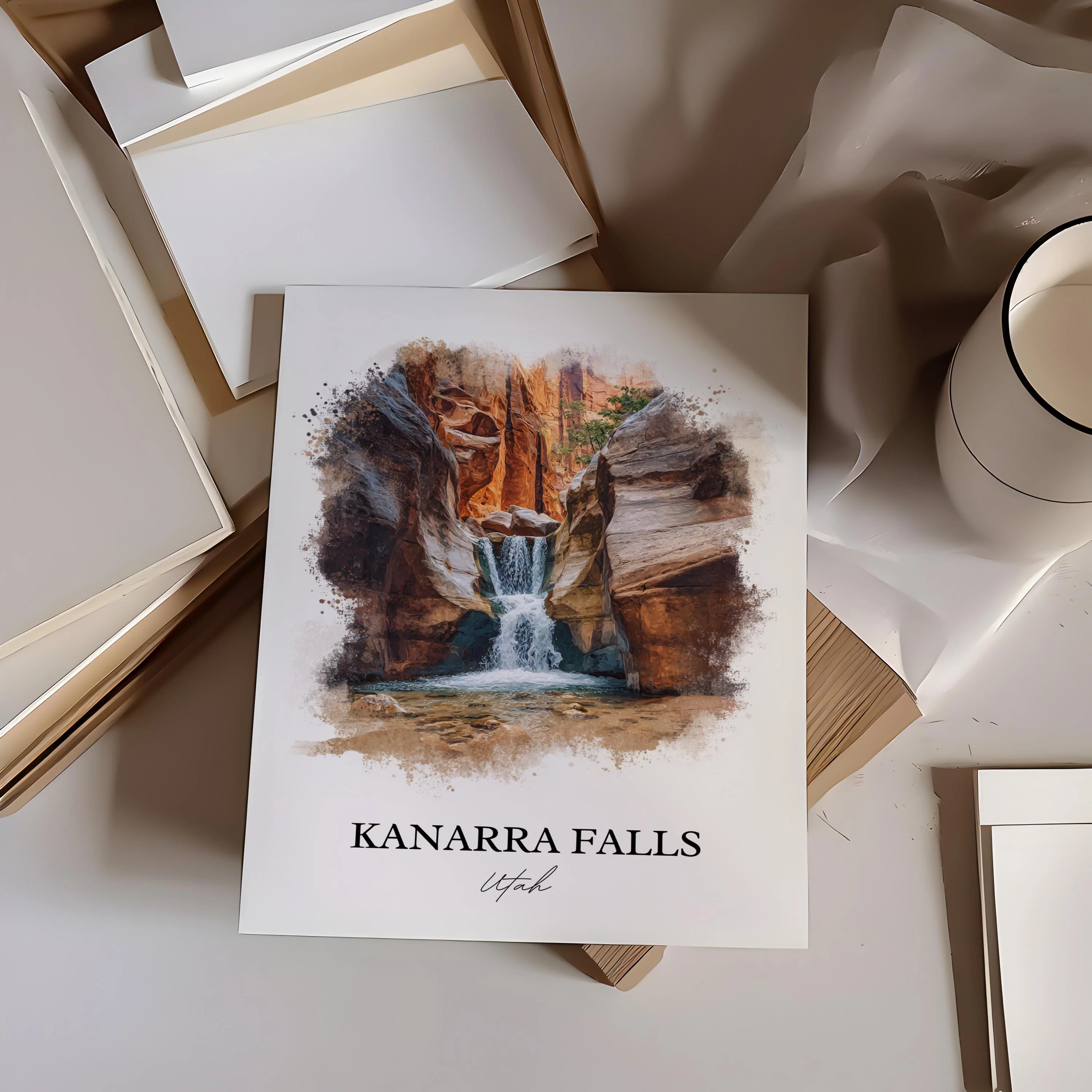 Kanarra Falls, Utah, USA – Watercolor Art Print - Image 6