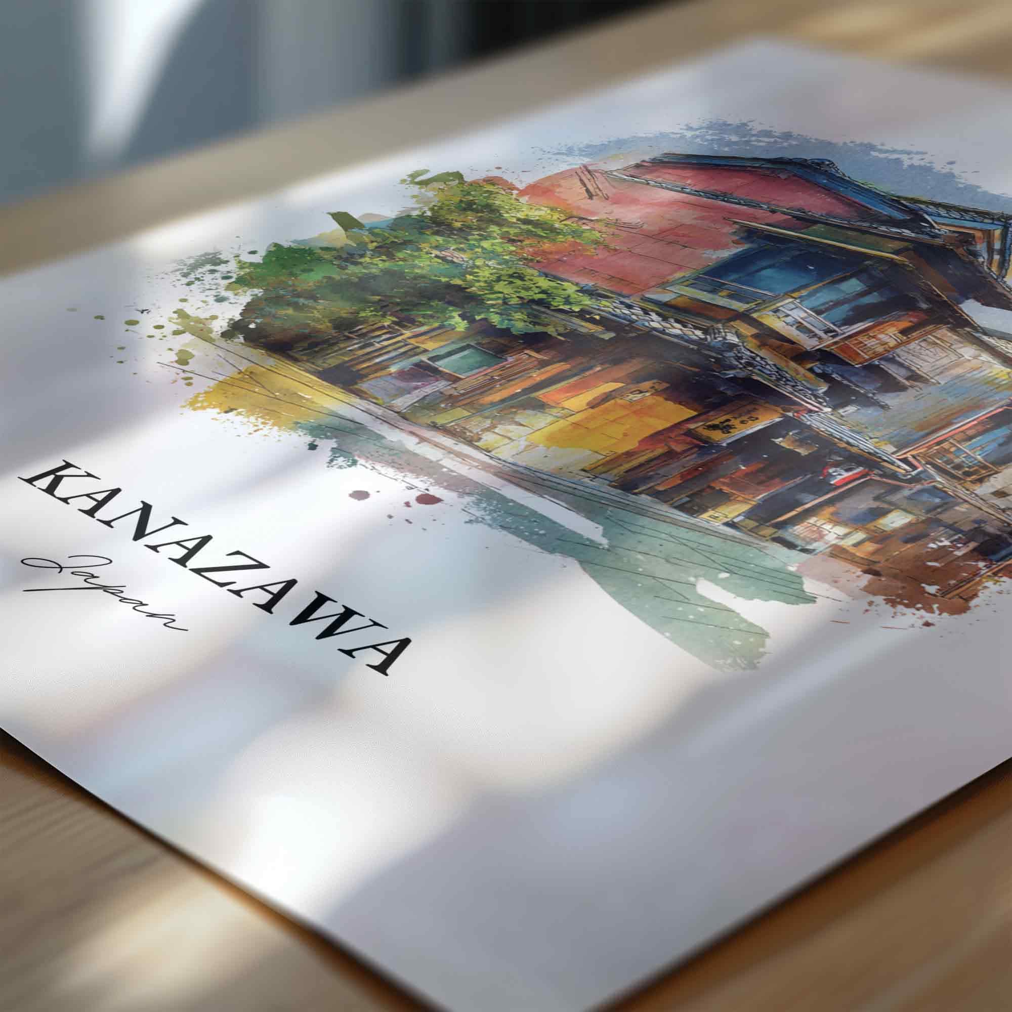 Kanazawa, Japan – Watercolor Art Print - Image 2