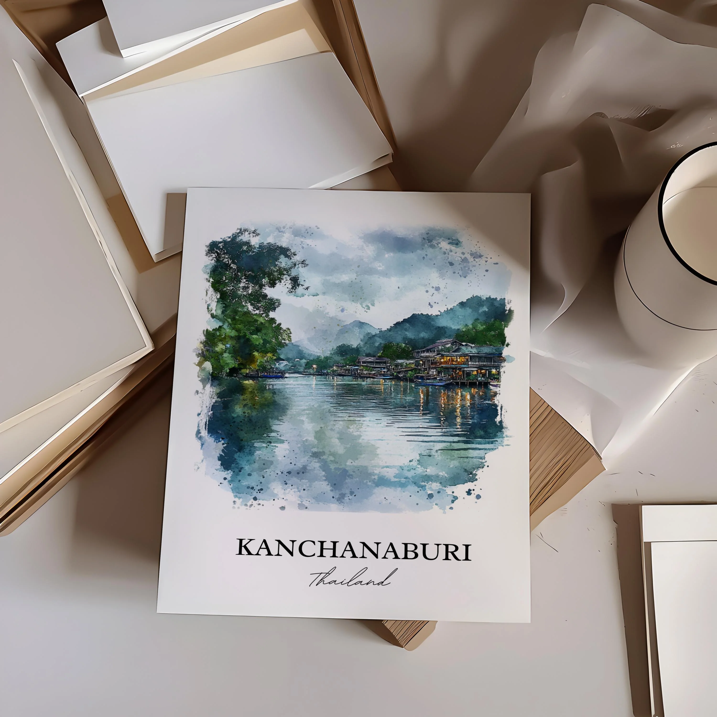 Kanchanaburi, Thailand – Watercolor Art Print - Image 4