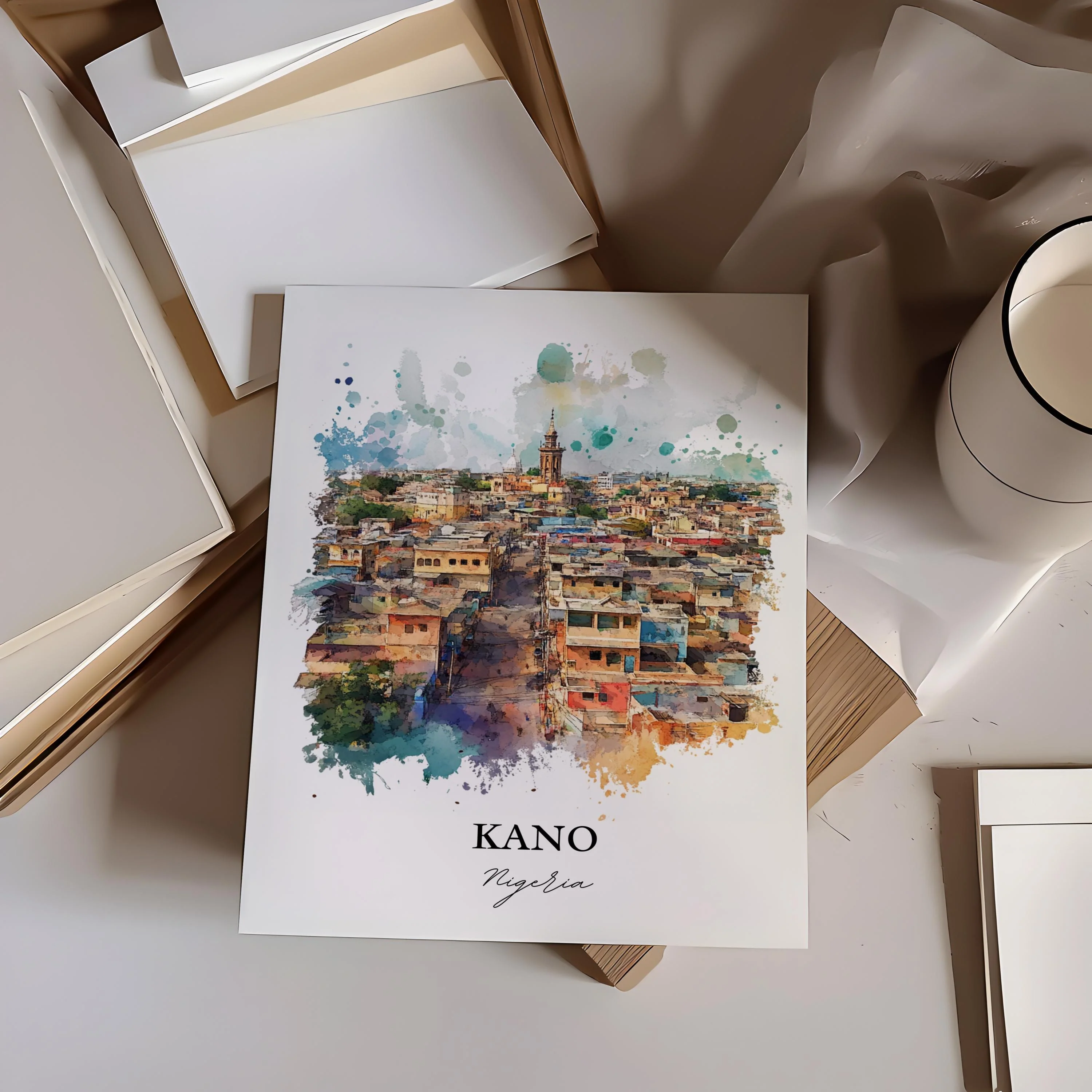 Kano, Nigeria – Watercolor Art Print - Image 5