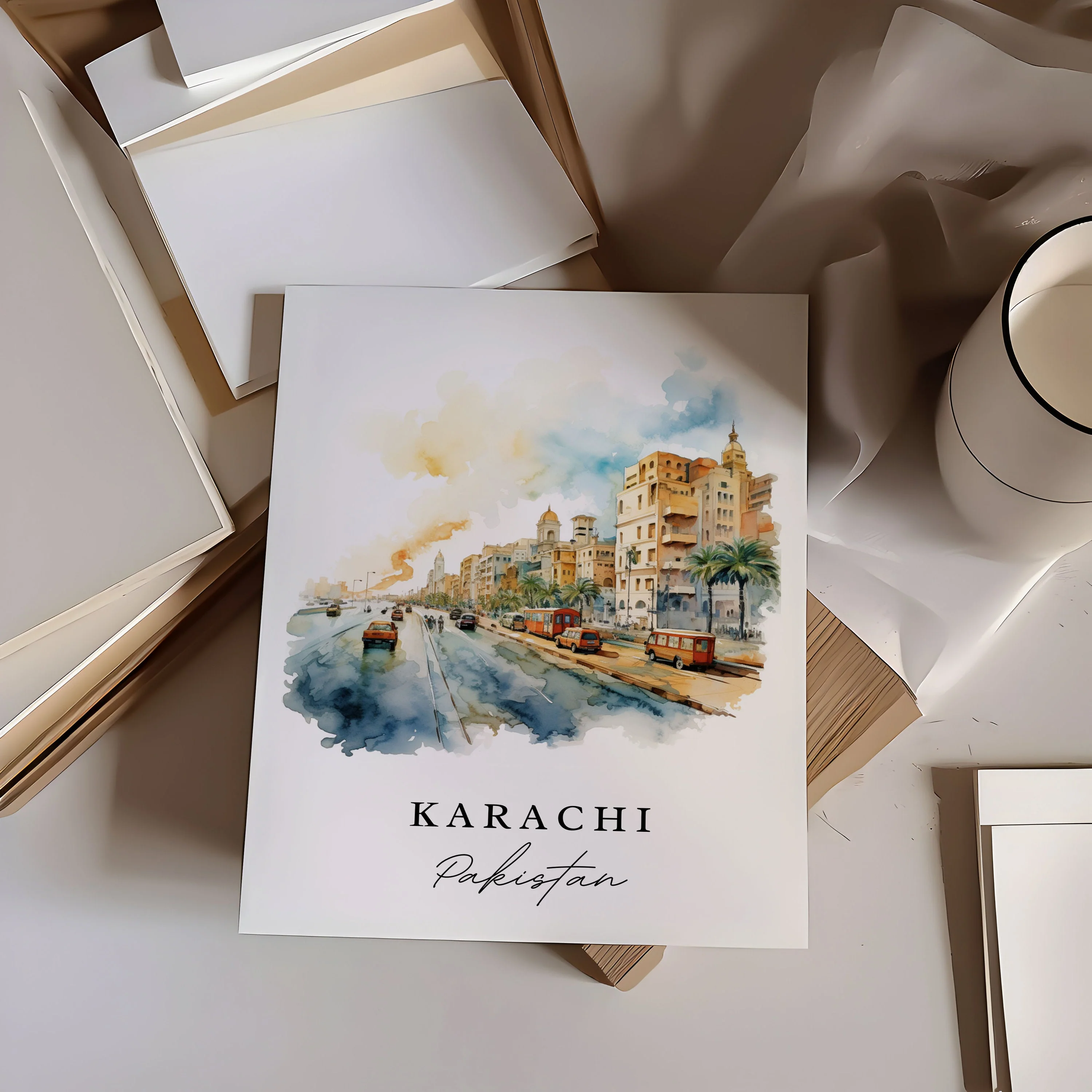 Karachi, Pakistan – Watercolor Art Print - Image 2