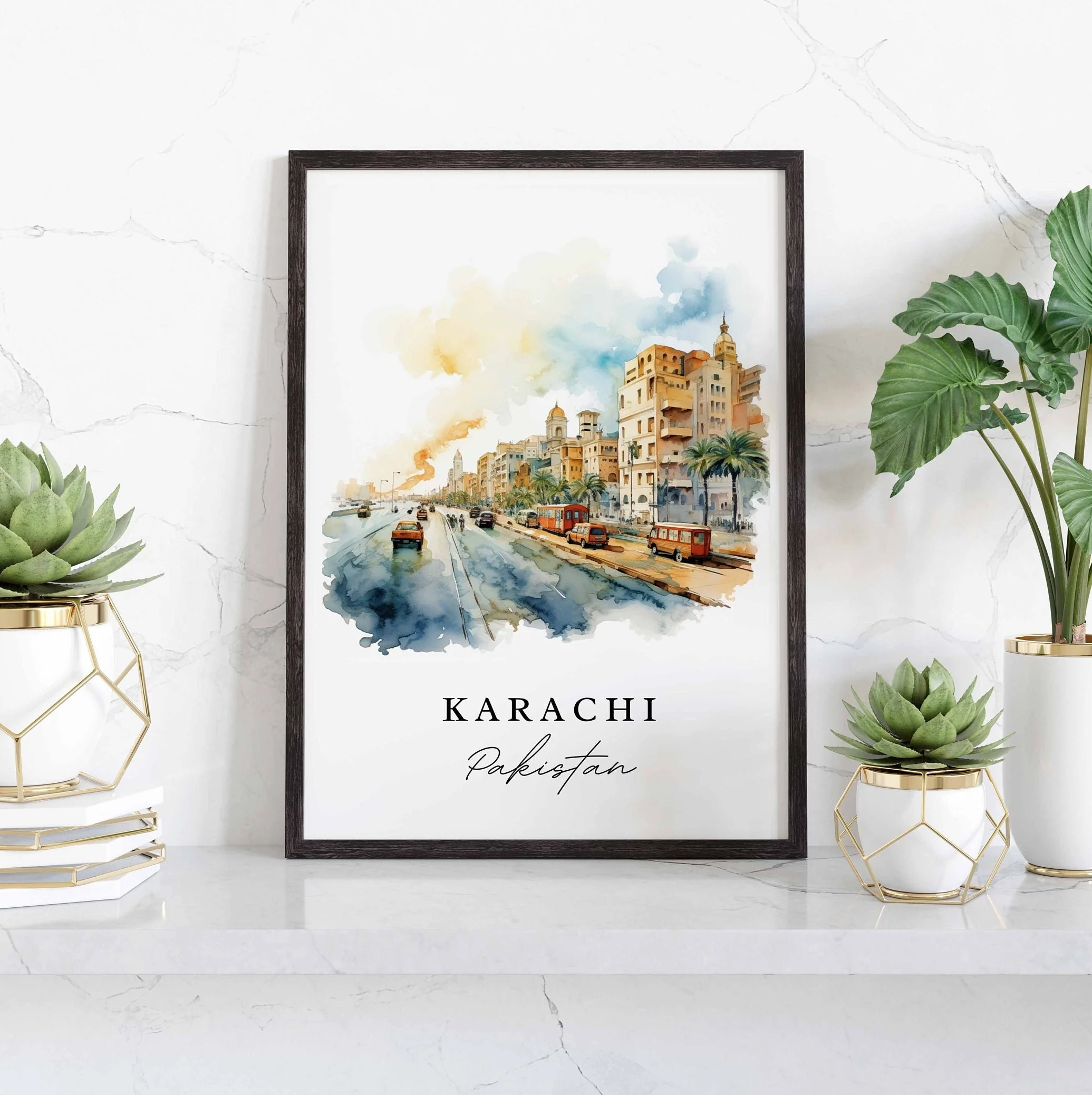Karachi, Pakistan – Watercolor Art Print - Image 4