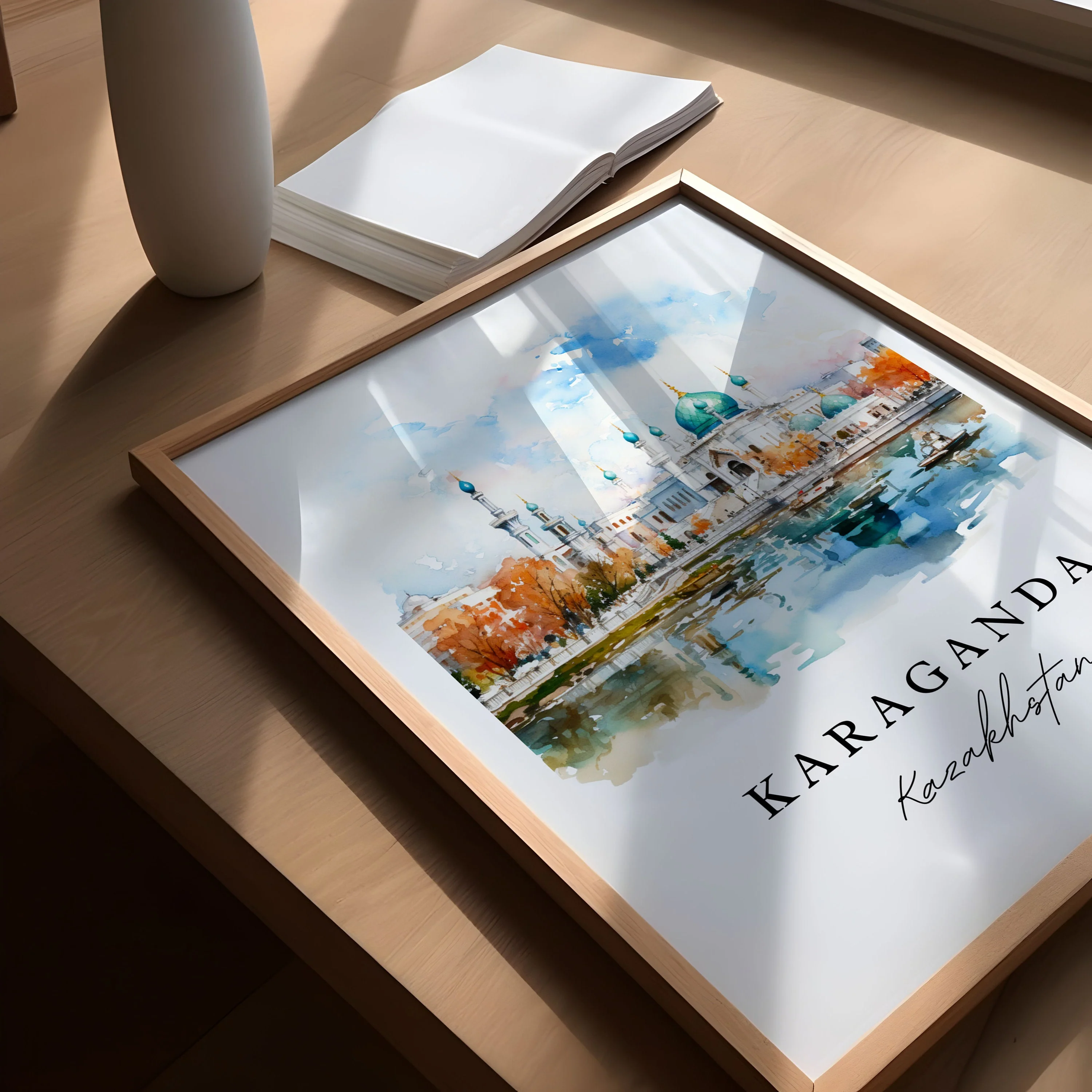 Karaganda, Kazakhstan – Watercolor Art Print - Image 2