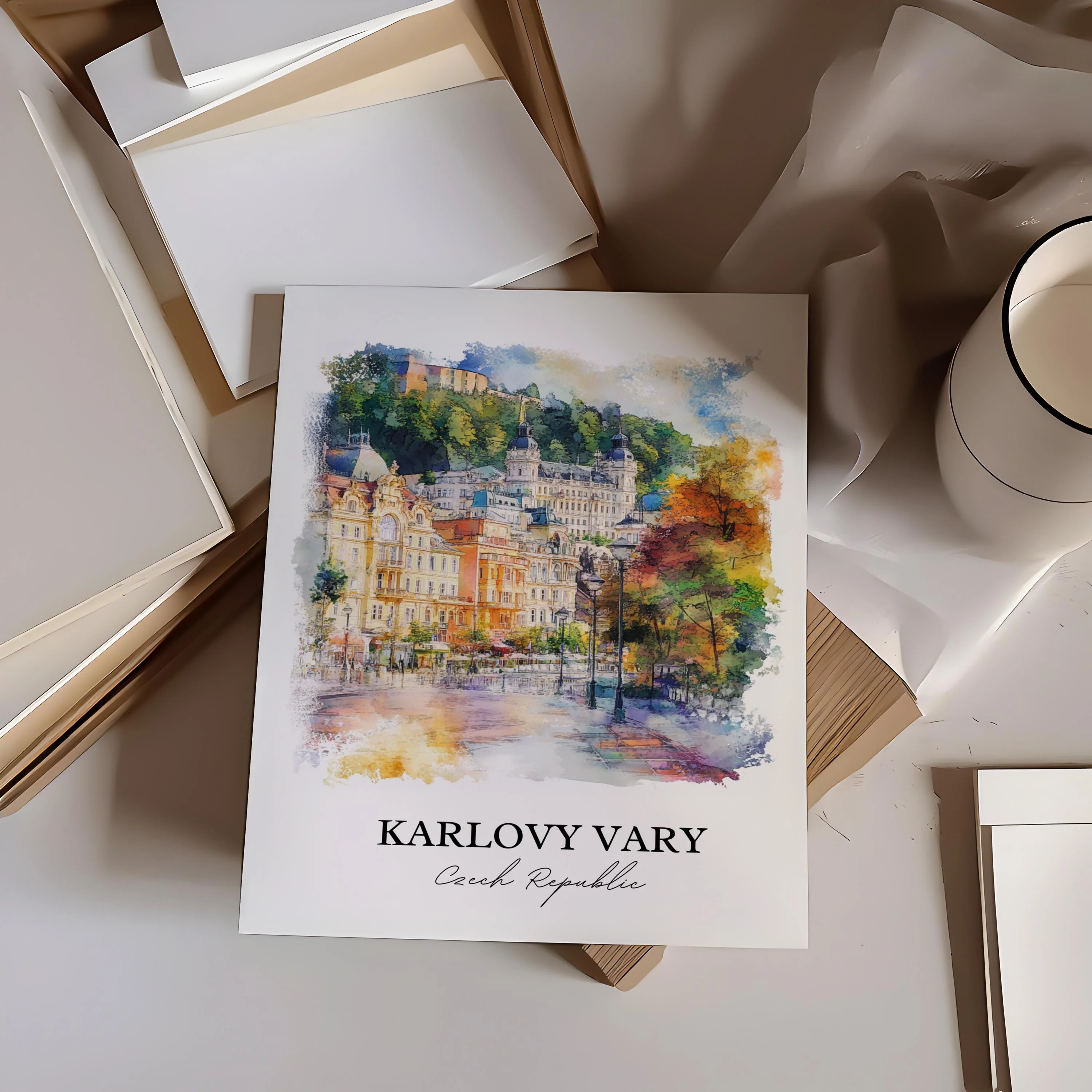 Karlovy Vary, Czech Republic – Watercolor Art Print - Image 5