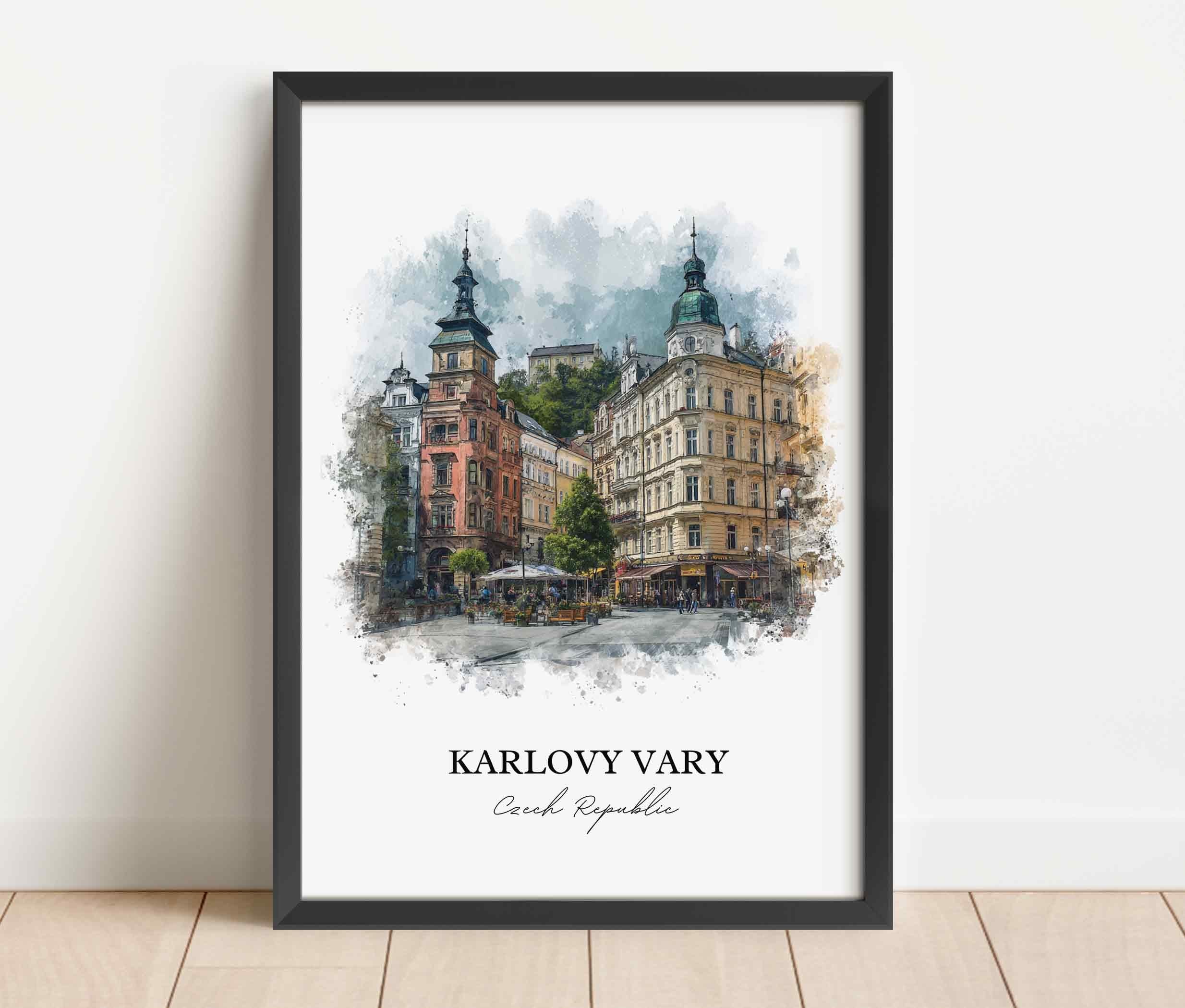 Karlovy Vary, Czech Republic – Watercolor Art Print - Image 4