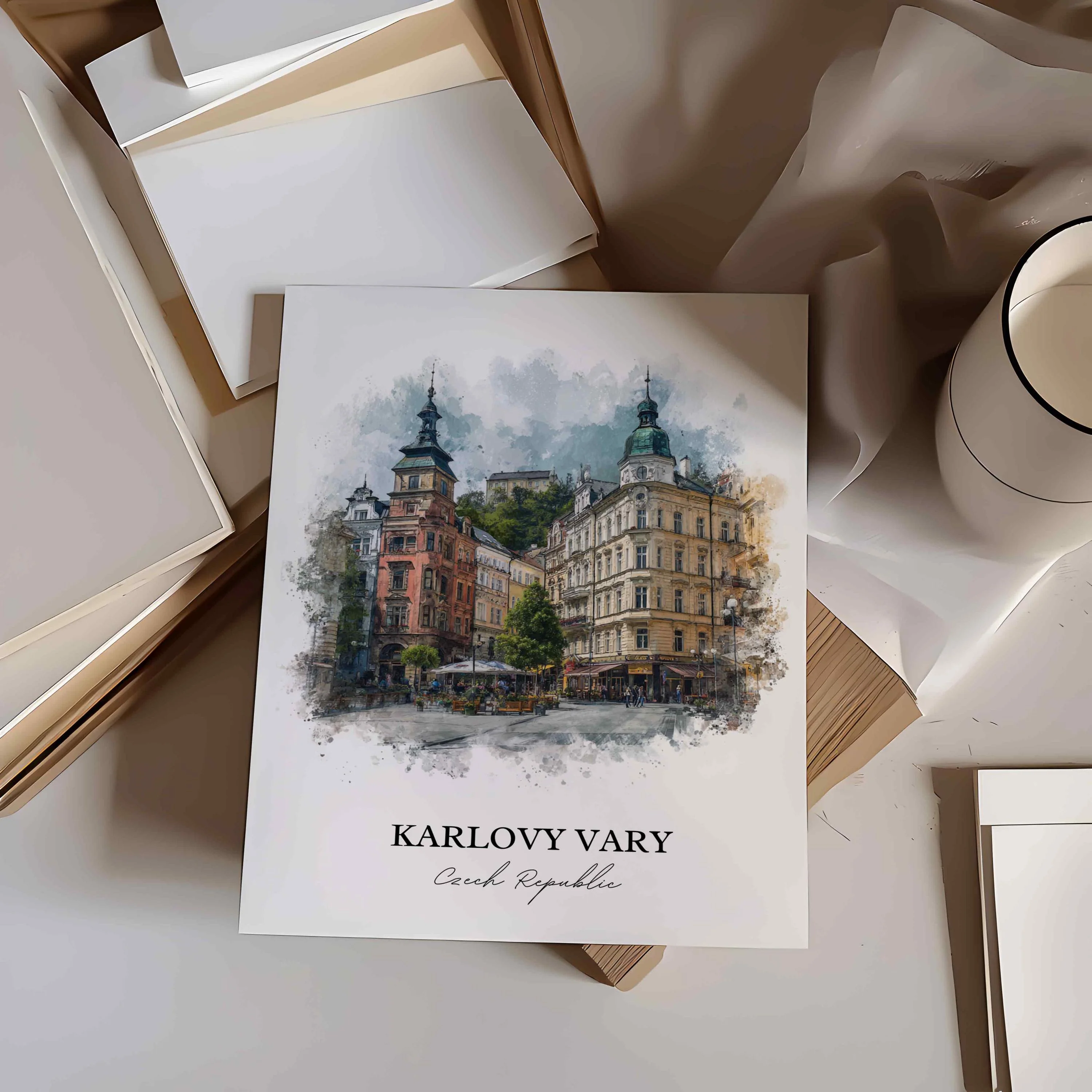 Karlovy Vary, Czech Republic – Watercolor Art Print - Image 5
