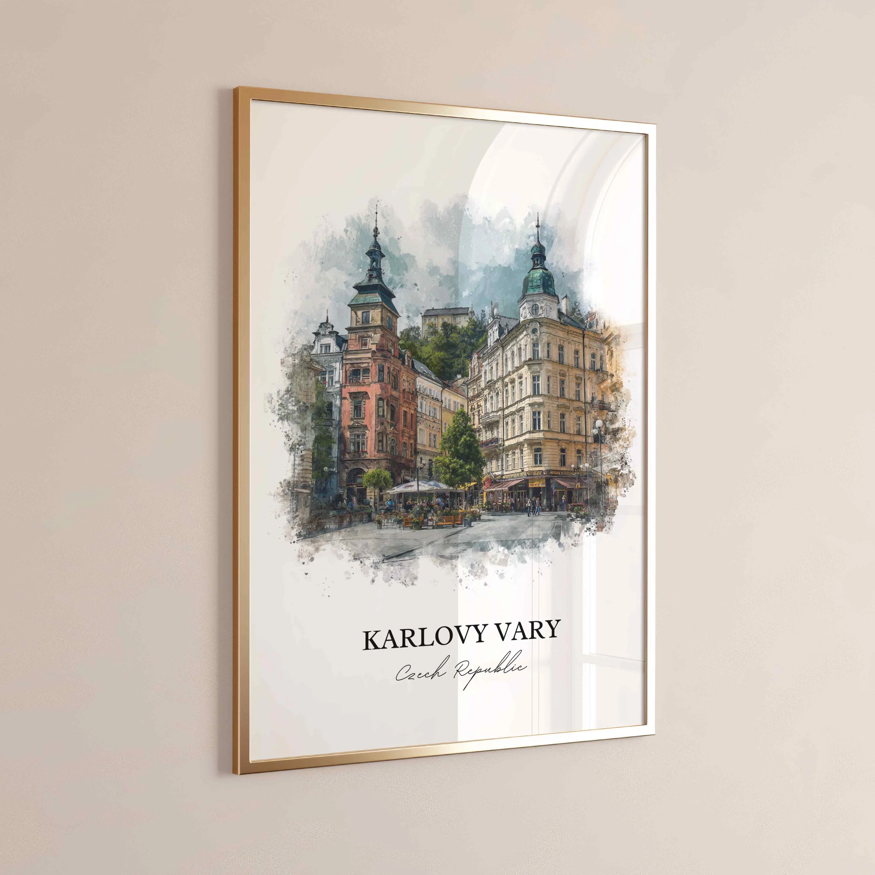 Karlovy Vary, Czech Republic – Watercolor Art Print - Image 7