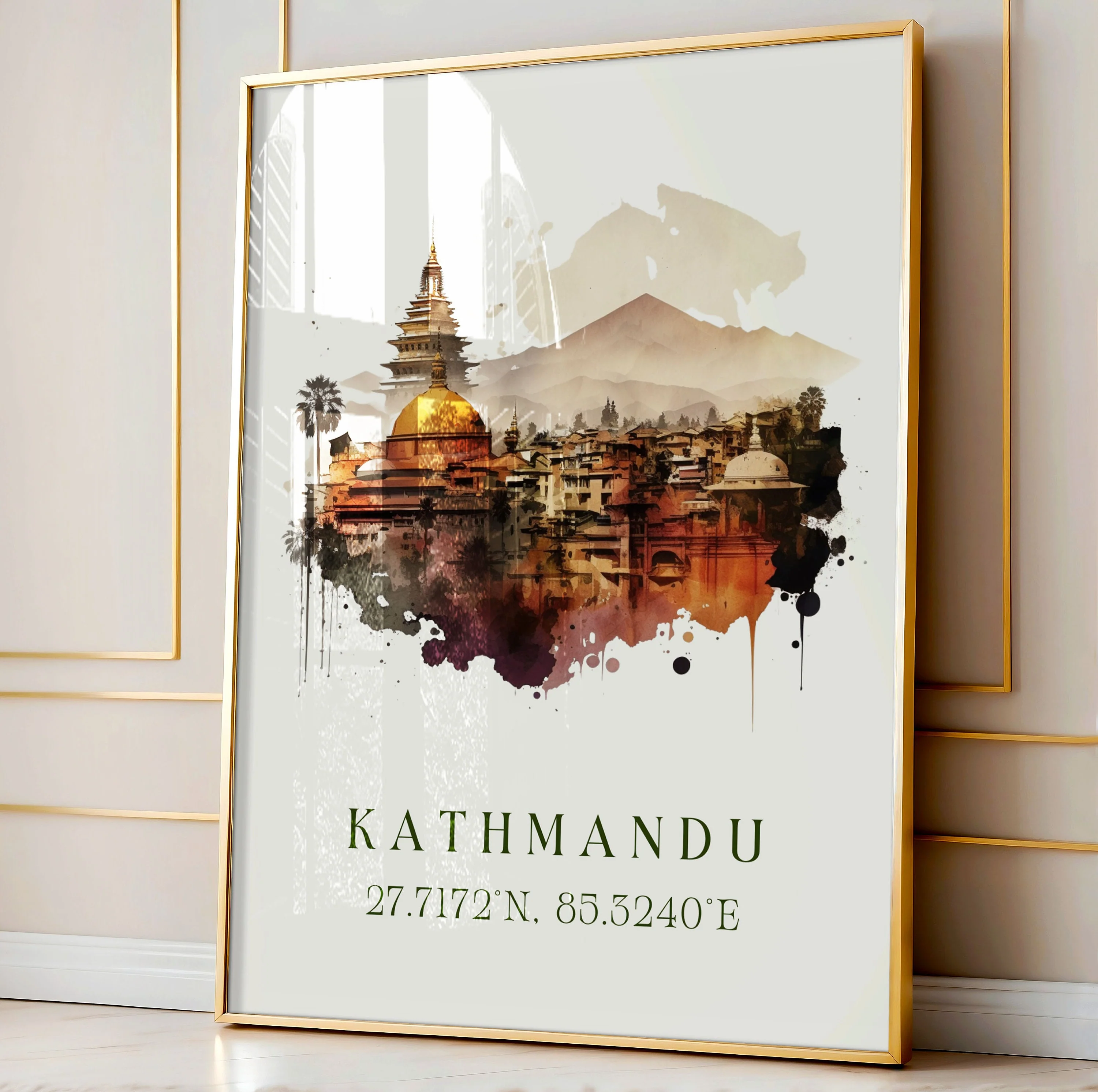 Kathmandu, Nepal – Watercolor Art Print - Image 5