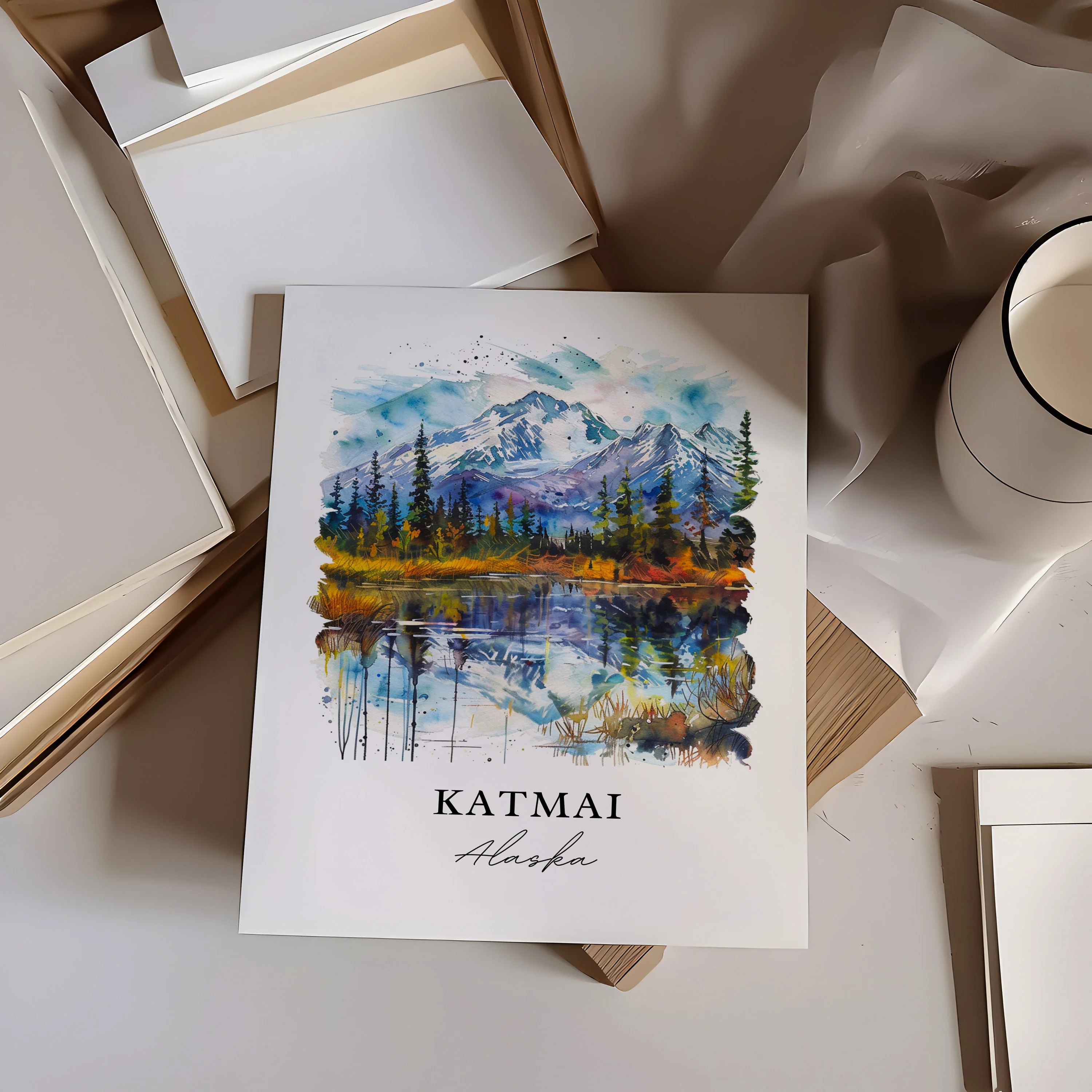 Katmai, Alaska, Alaska – Watercolor Art Print - Image 2