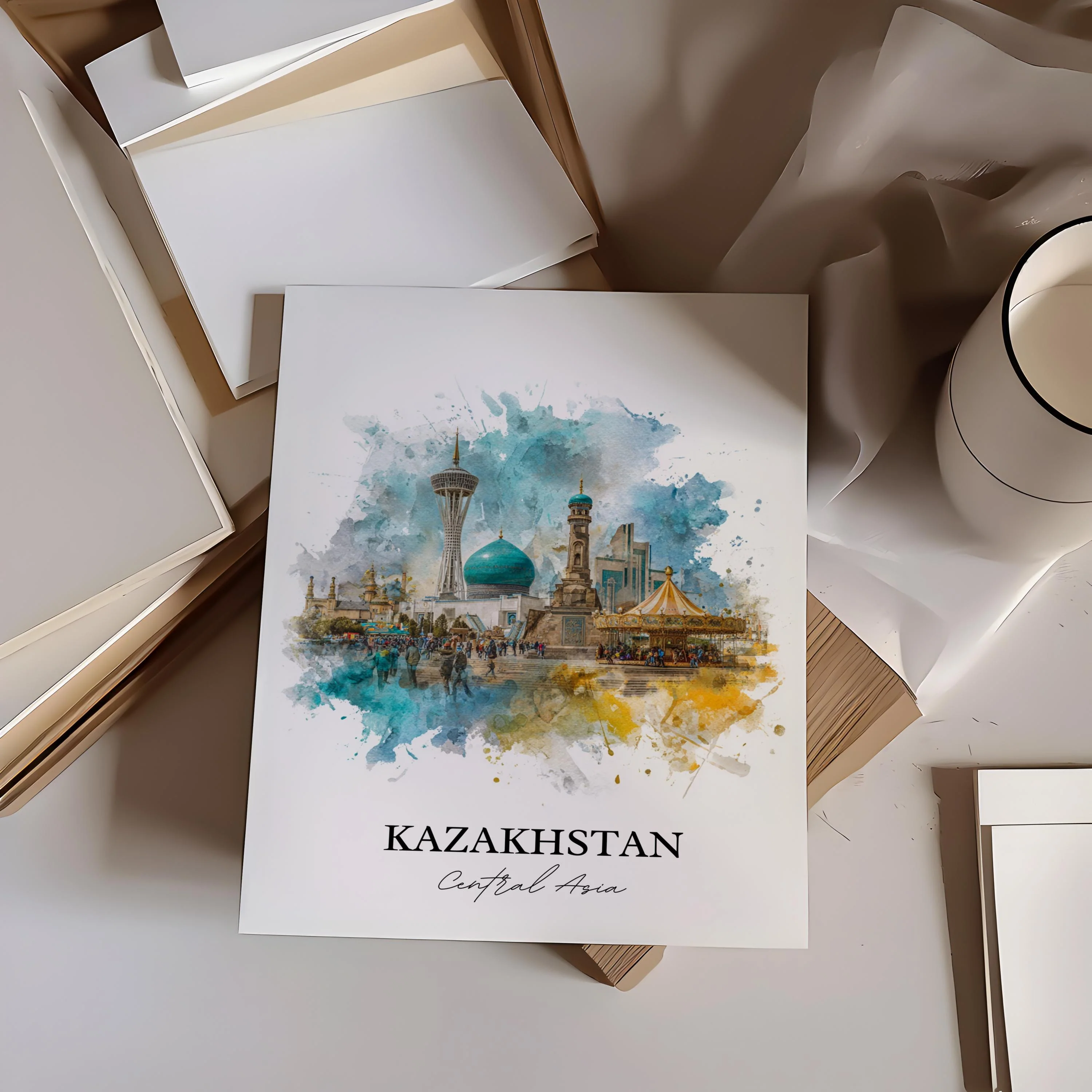 Kazakhstan, Kazakhstan – Watercolor Art Print - Image 5