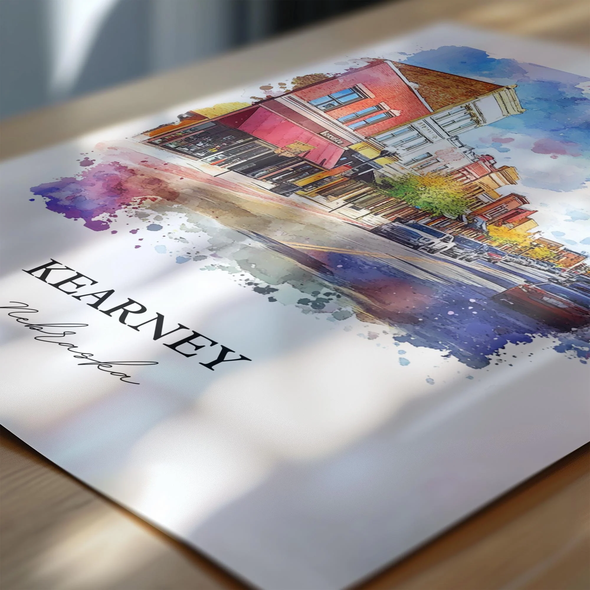 Kearney, Nebraska, USA – Watercolor Art Print - Image 2