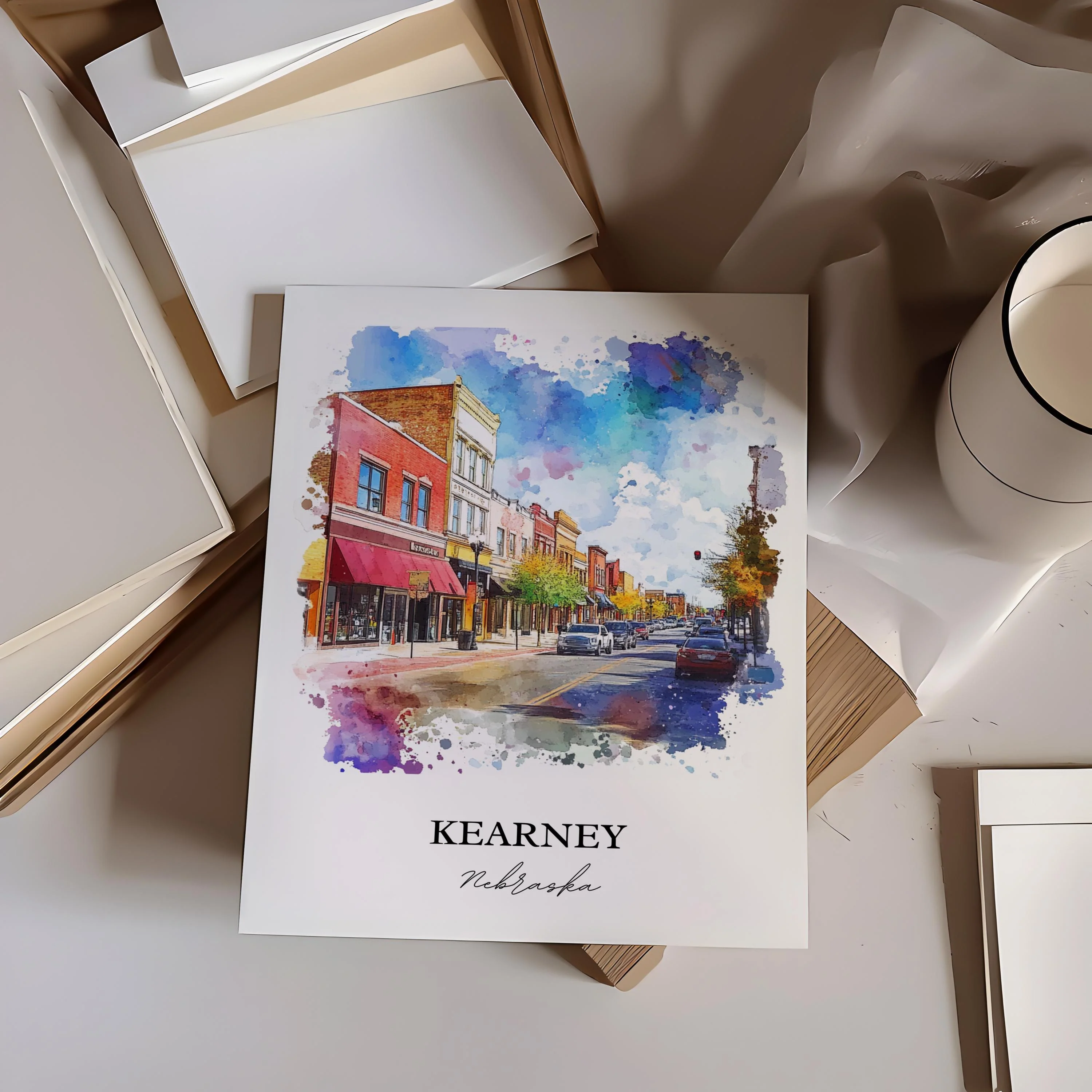 Kearney, Nebraska, USA – Watercolor Art Print - Image 4