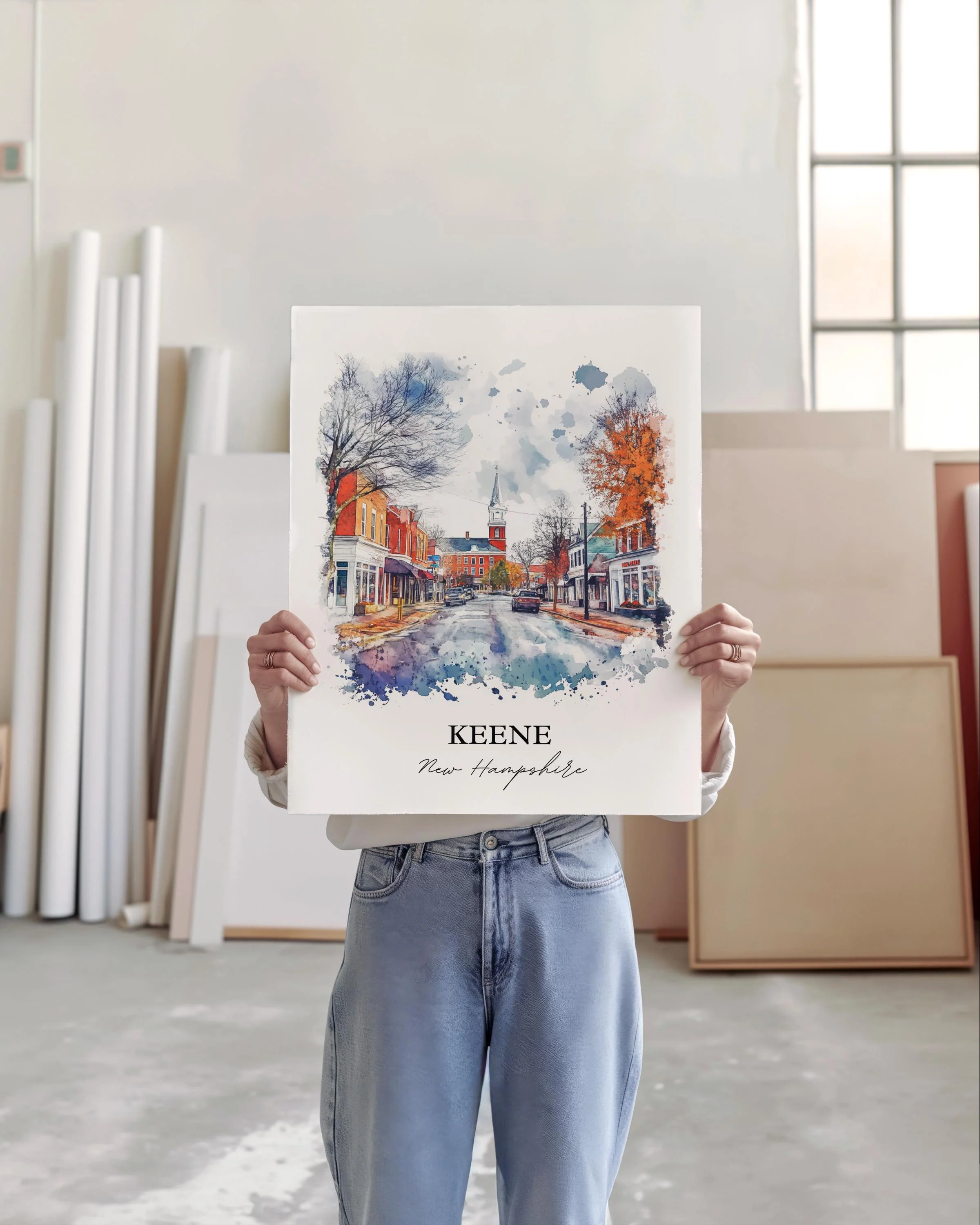 Keene, New Hampshire, USA – Watercolor Art Print - Image 3
