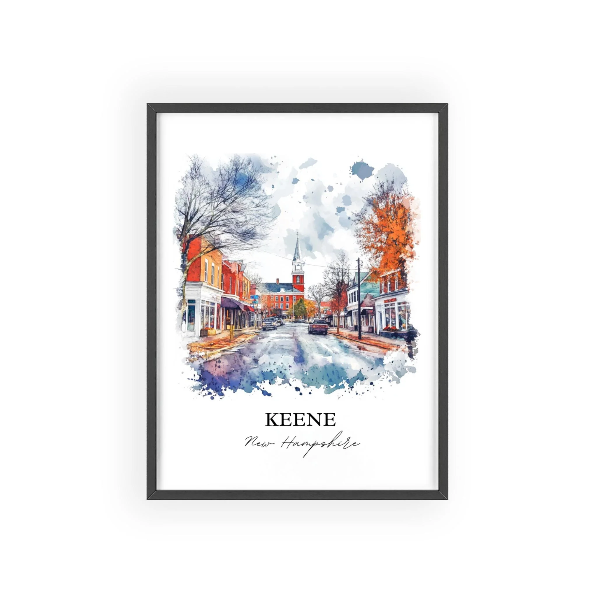 Keene, New Hampshire, USA – Watercolor Art Print - Image 7